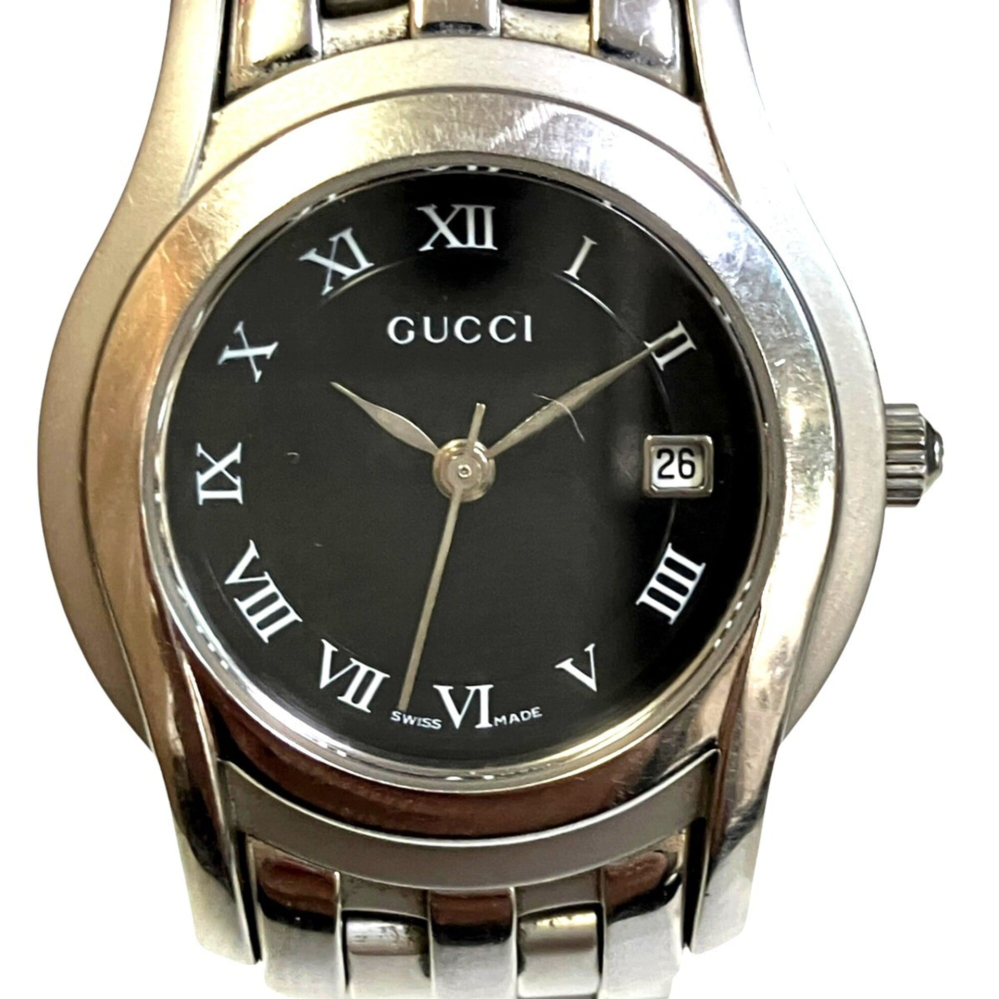 Gucci watch, total weight 63g, stainless steel, quartz movement, black dial, 5500L — Good