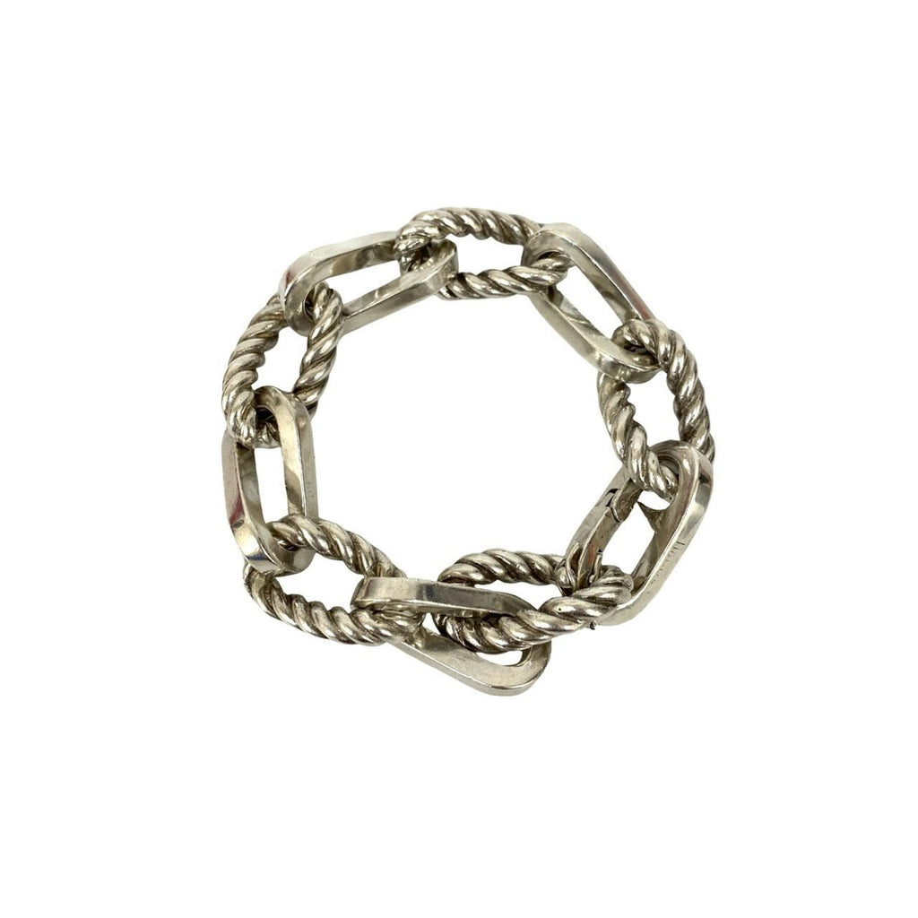 HERMES Chambord GM Bracelet, 925 Sterling Silver, Chain Bangle, 28628