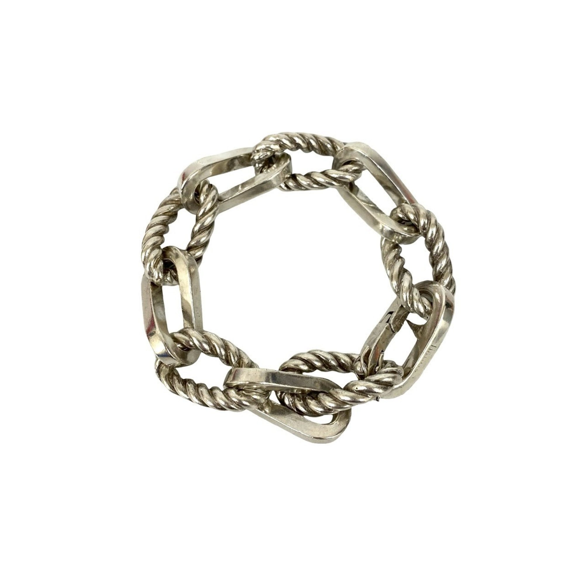 HERMES Chambord GM Bracelet, 925 Sterling Silver, Chain Bangle, 28628