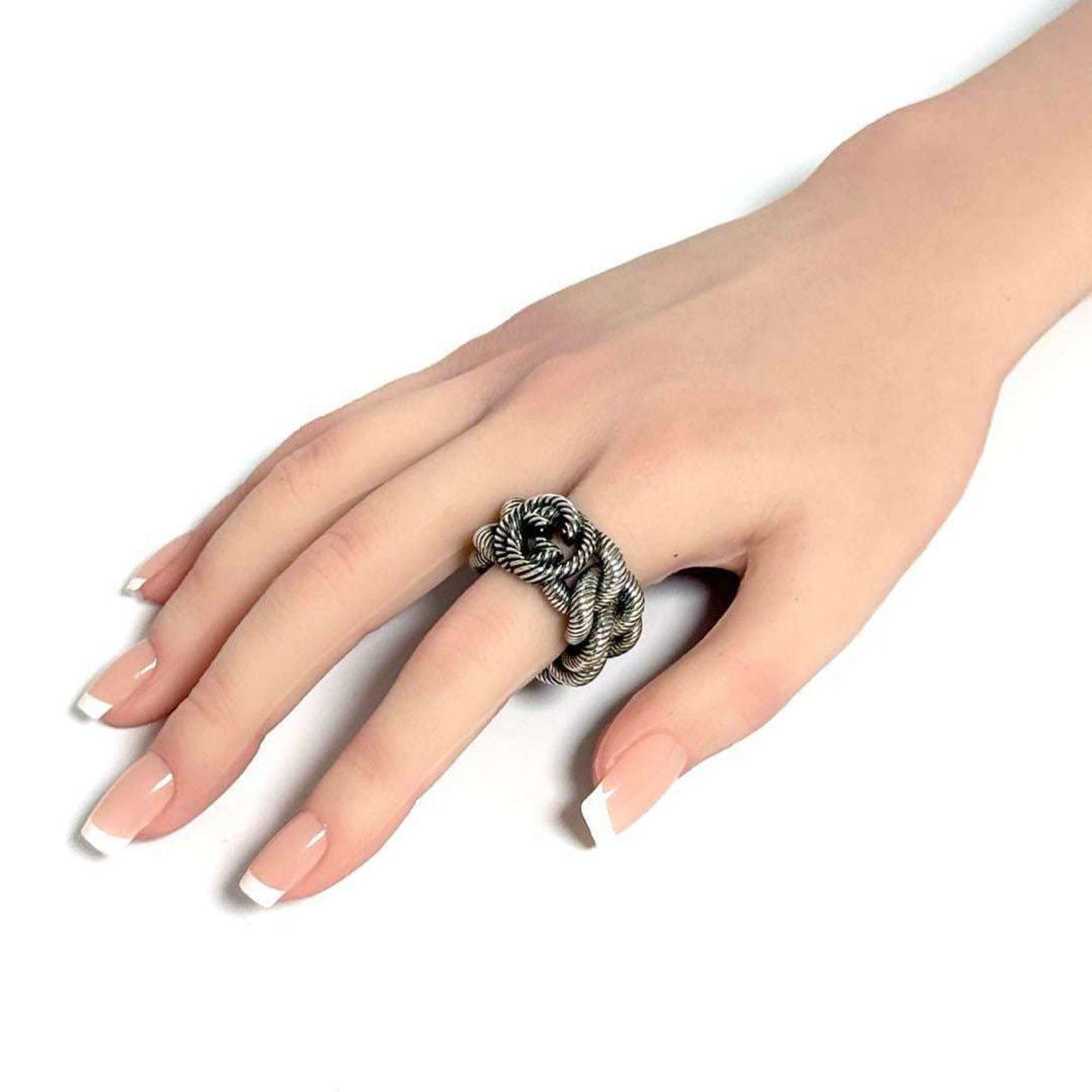 Gucci Men's Gourmet Chain Ring, Silver