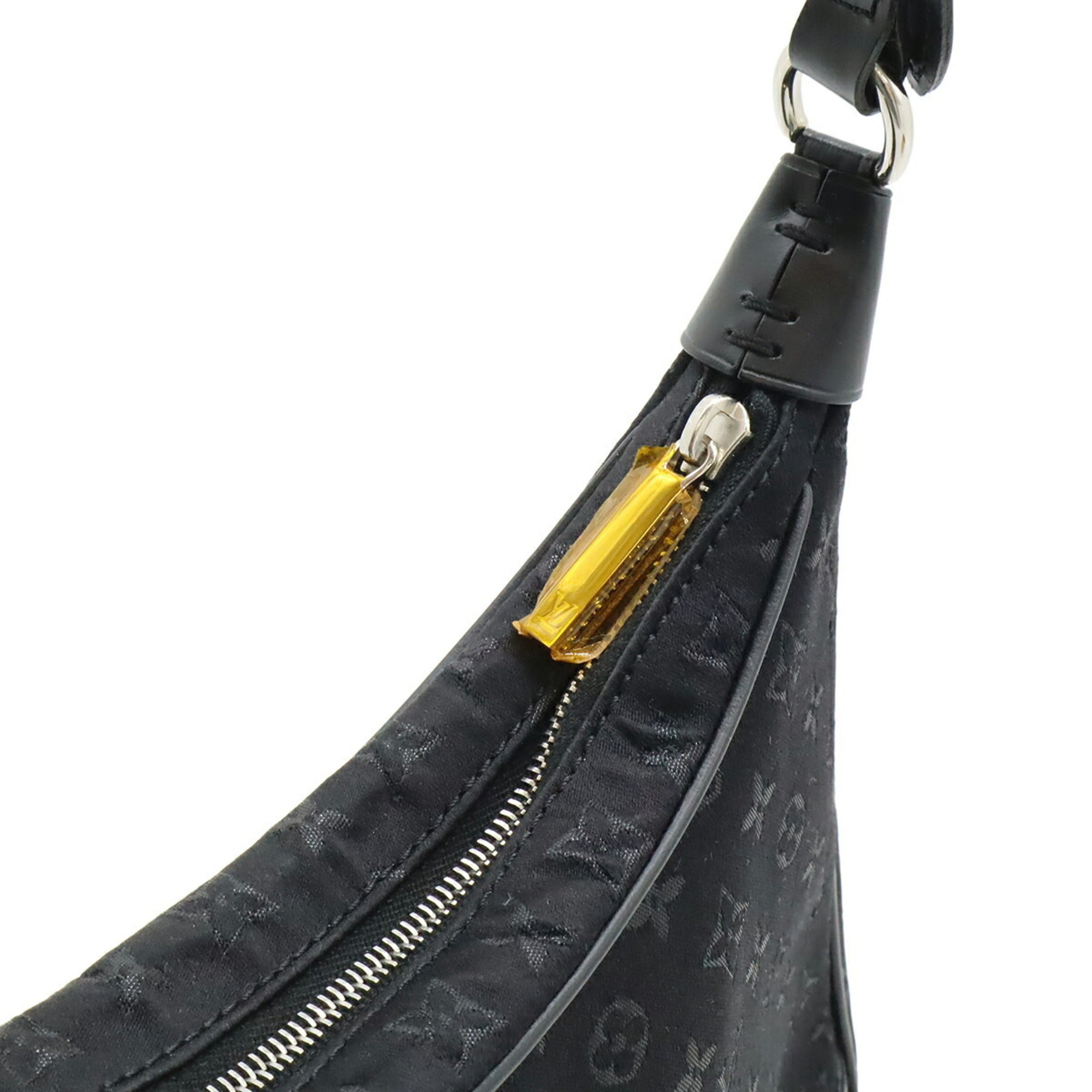 LOUIS VUITTON Monogram Satin Little Boulogne Pouch Bag in Leather, Noir and Black, M92142 — Like New