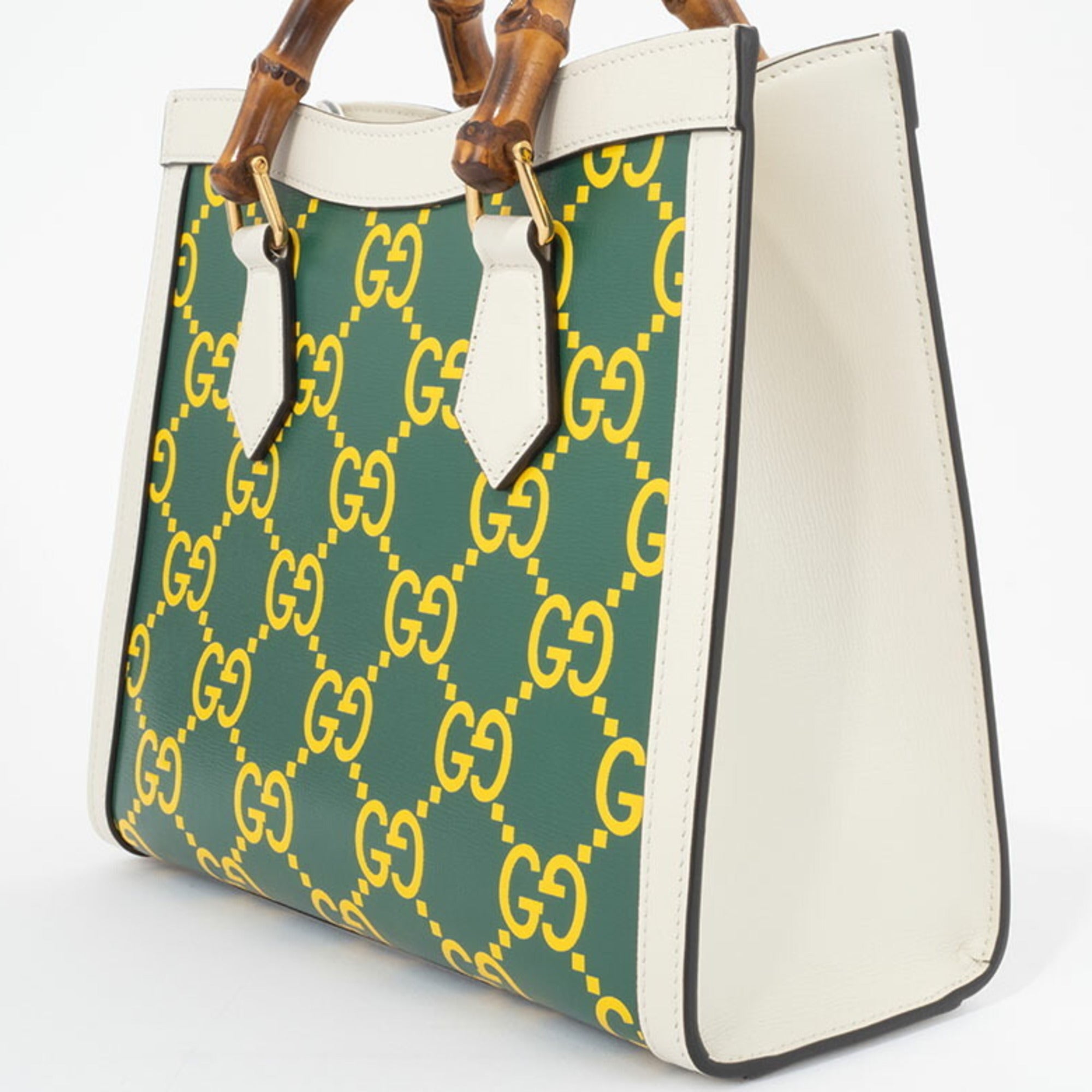 Gucci Diana Small Handbag 660195 Leather Green|Yellow Women's Bamboo Tote GUCCI — Like New