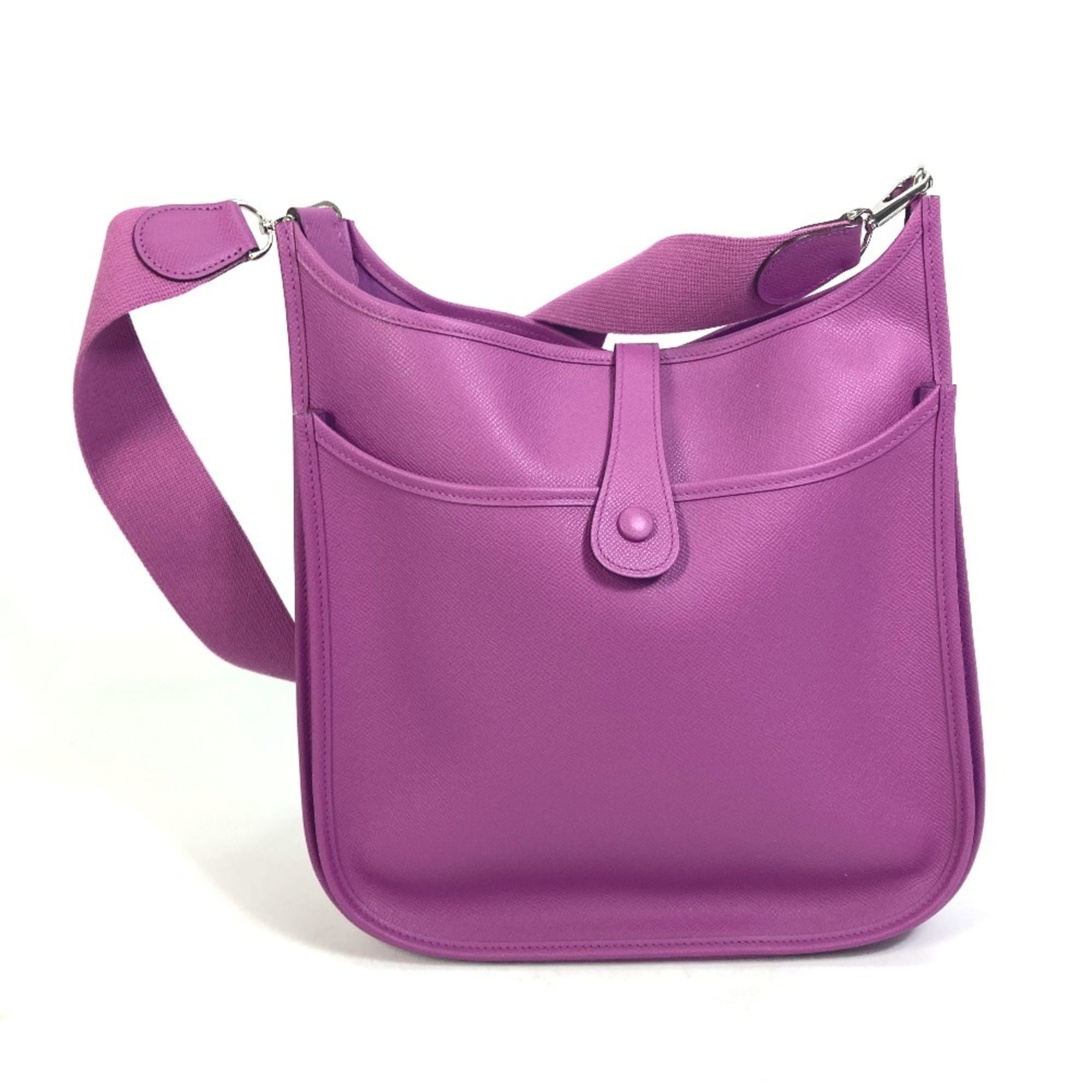 HERMES H logo punched Evelyn II GM shoulder bag, Epson, women's, cyclamen, purple, like new — Like New