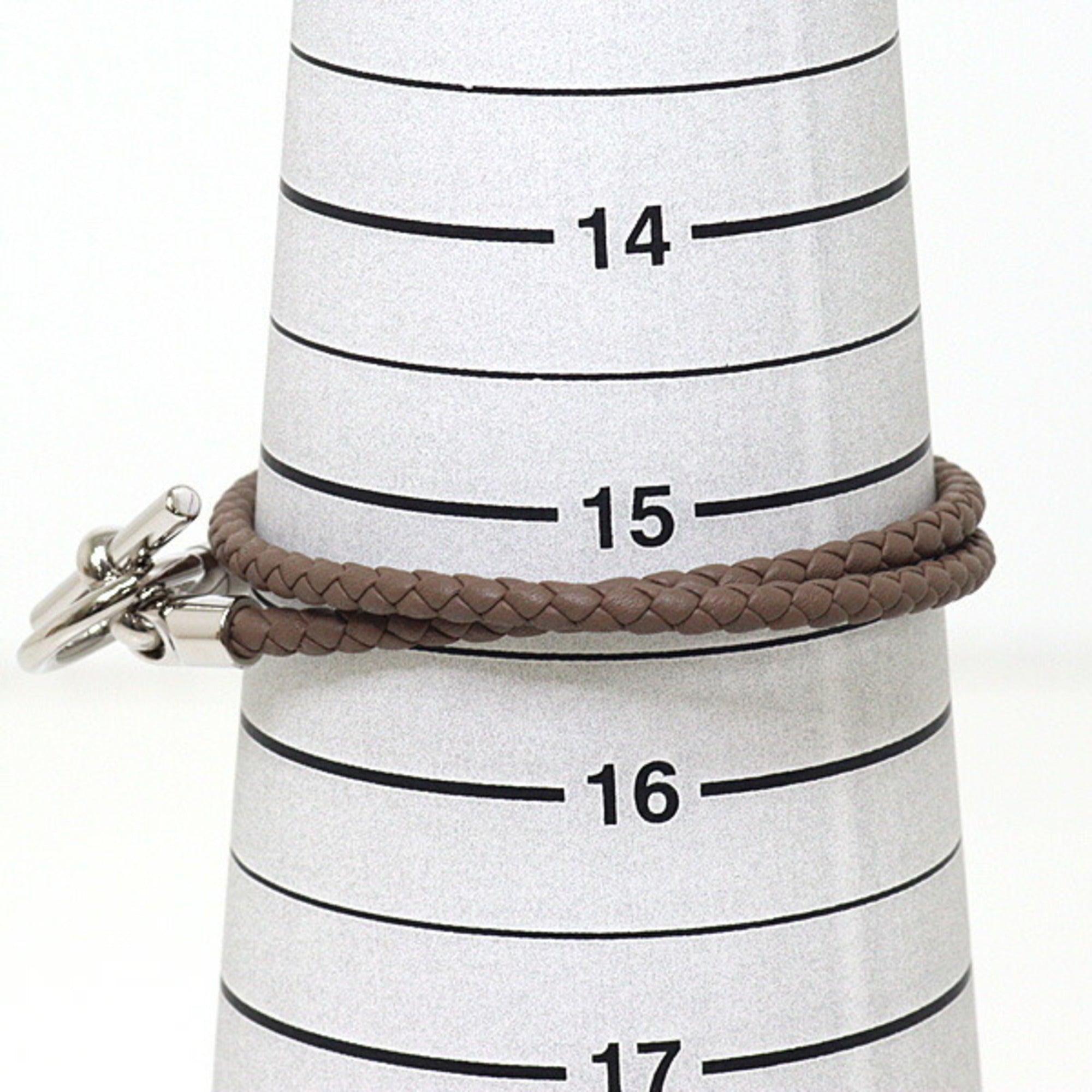 Hermes HERMES Leather Bracelet Glenan Double Tour Etoupe — Like New