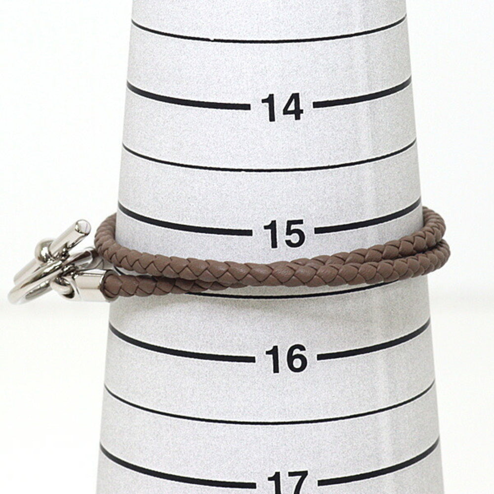 Hermes HERMES Leather Bracelet Glenan Double Tour Etoupe — Like New