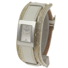 Christian Dior Maris Watch D78-109 Stainless Steel x Shimmer Leather Quartz Analog Display Silver Dial Women's — Good