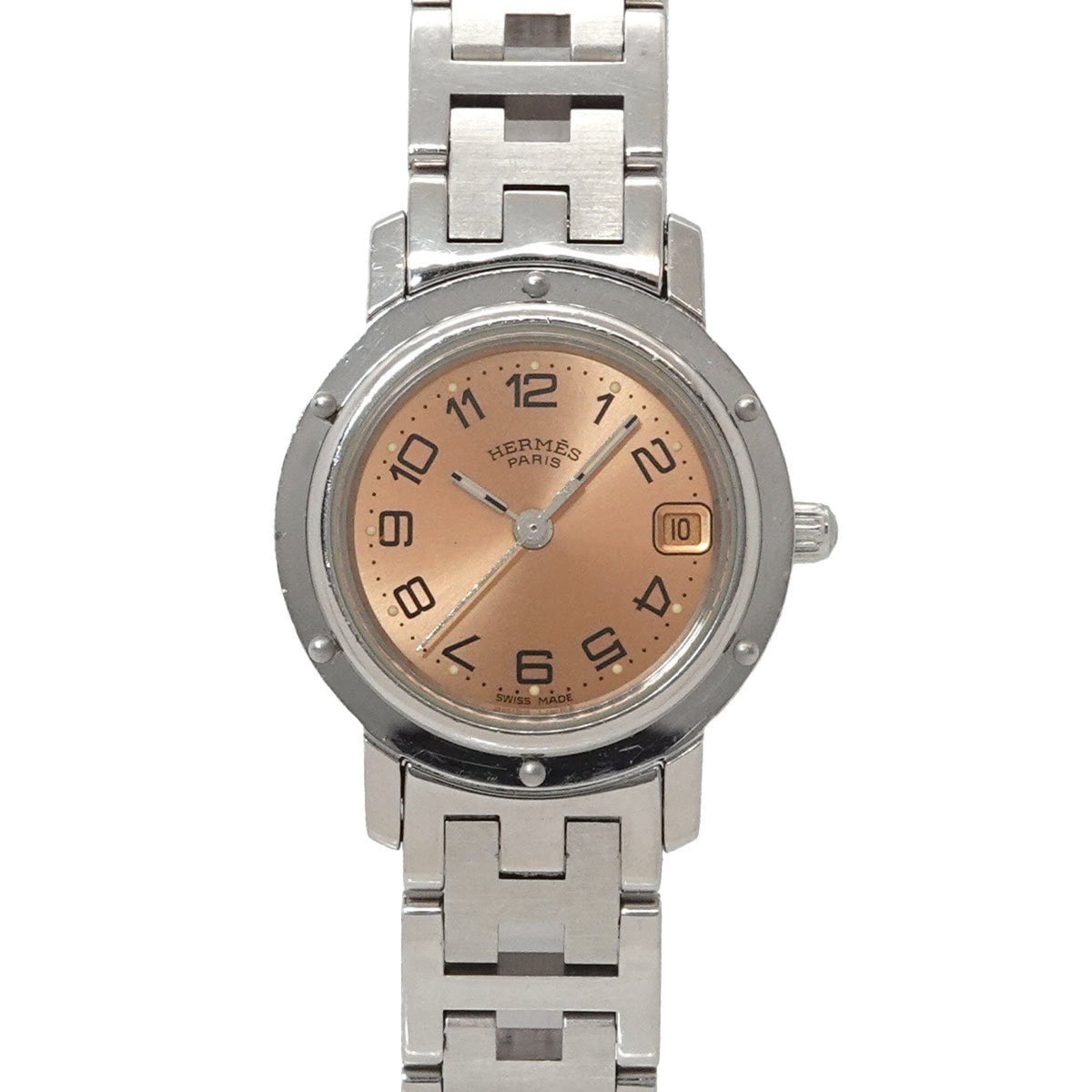 Hermes Clipper CL4 210 Women's Watch, Date Display, Pink Quartz Watch — Very Good