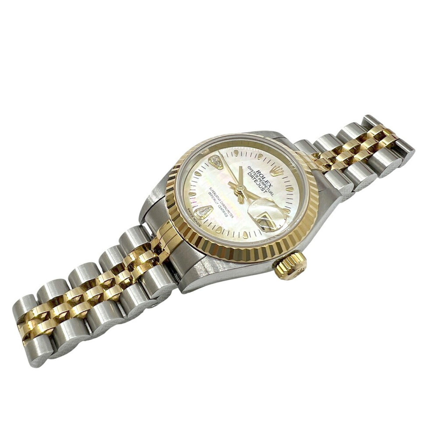 ROLEX Rolex Datejust Shell Dial K18 Stainless Steel Automatic Watch 79173 Women's Diamond Yellow with Two Diamonds