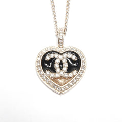 CHANEL C23B Coco Mark Heart Rhinestone Necklace Gold WS25122 — Like New