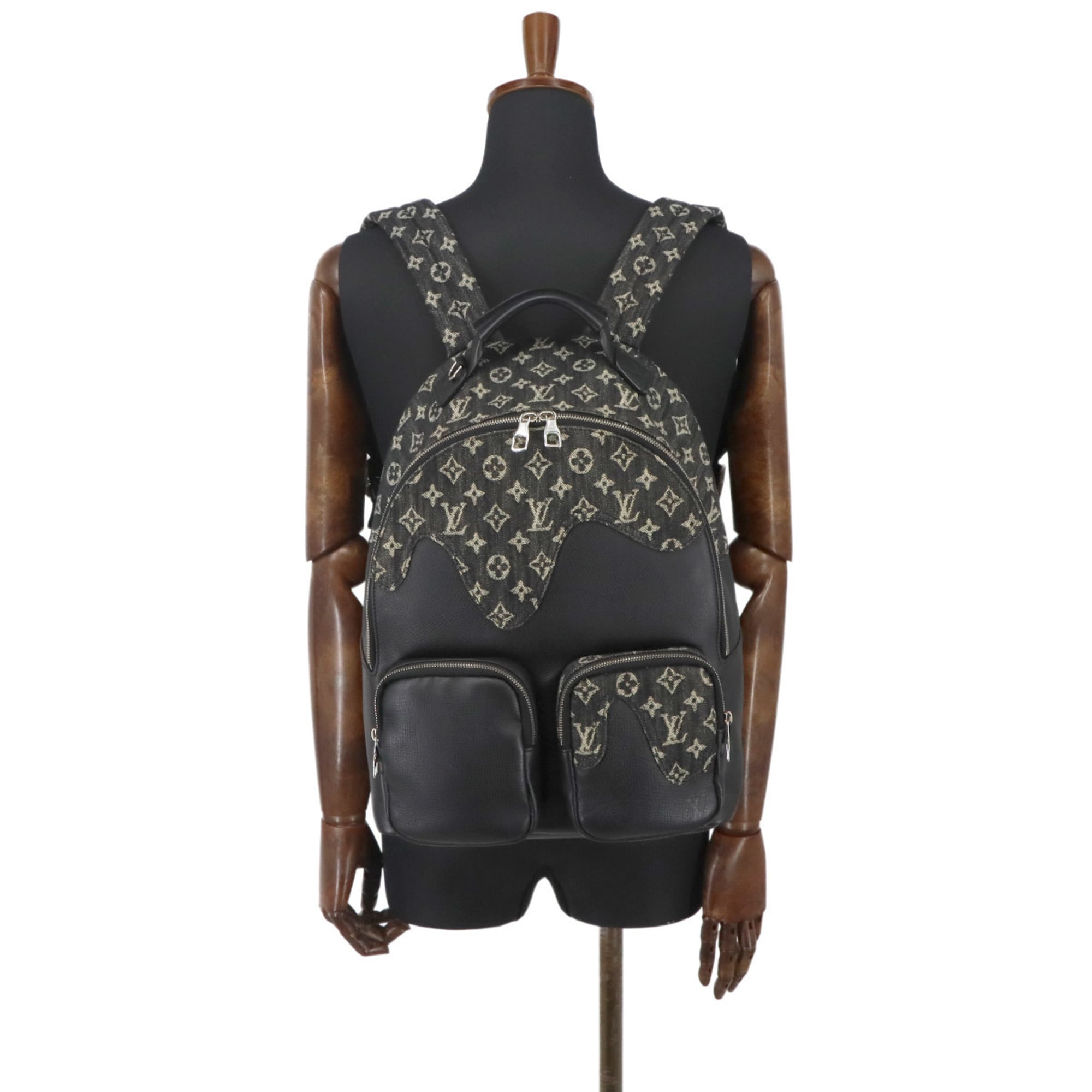 Louis Vuitton LV Squared Multipocket Backpack Monogram Denim Leather Noir M45973 RFID — Like New