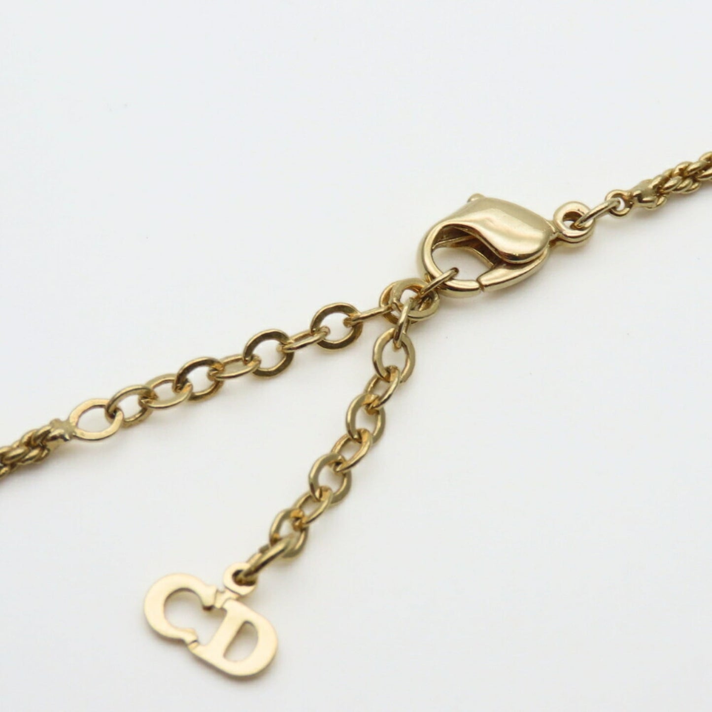 Christian Dior Necklace Emblem Metal Gold GP Plated Women's