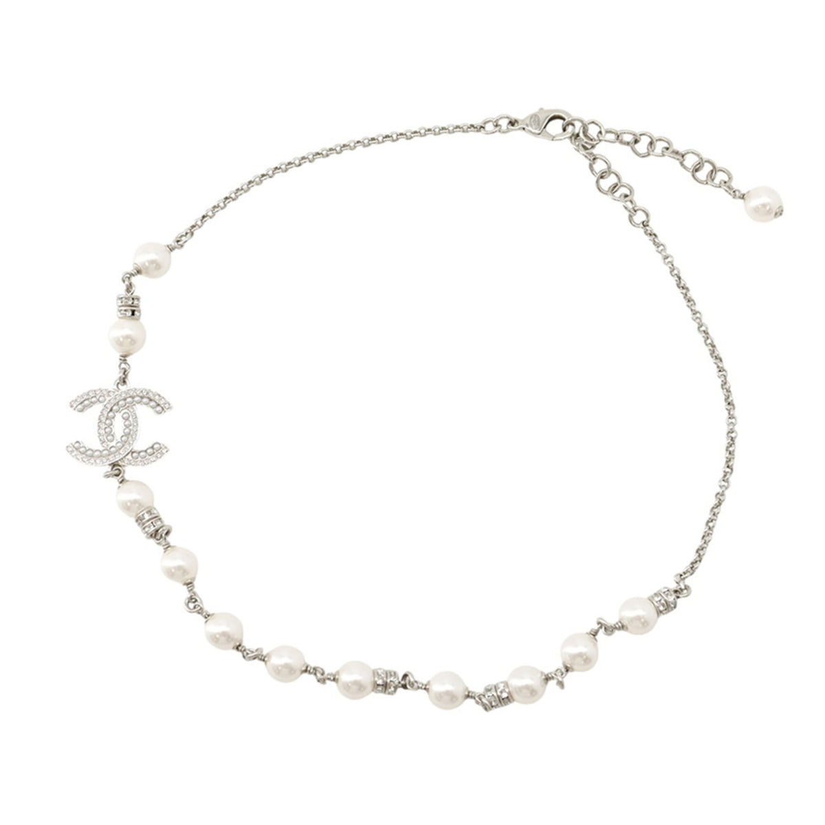 Chanel necklace with Coco Mark, faux pearl and rhinestone design. CHANEL for women — Like New