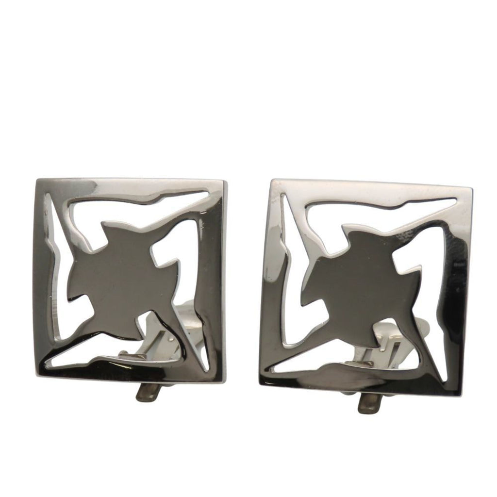 Salvatore Ferragamo earrings, metal silver square plated, for women.