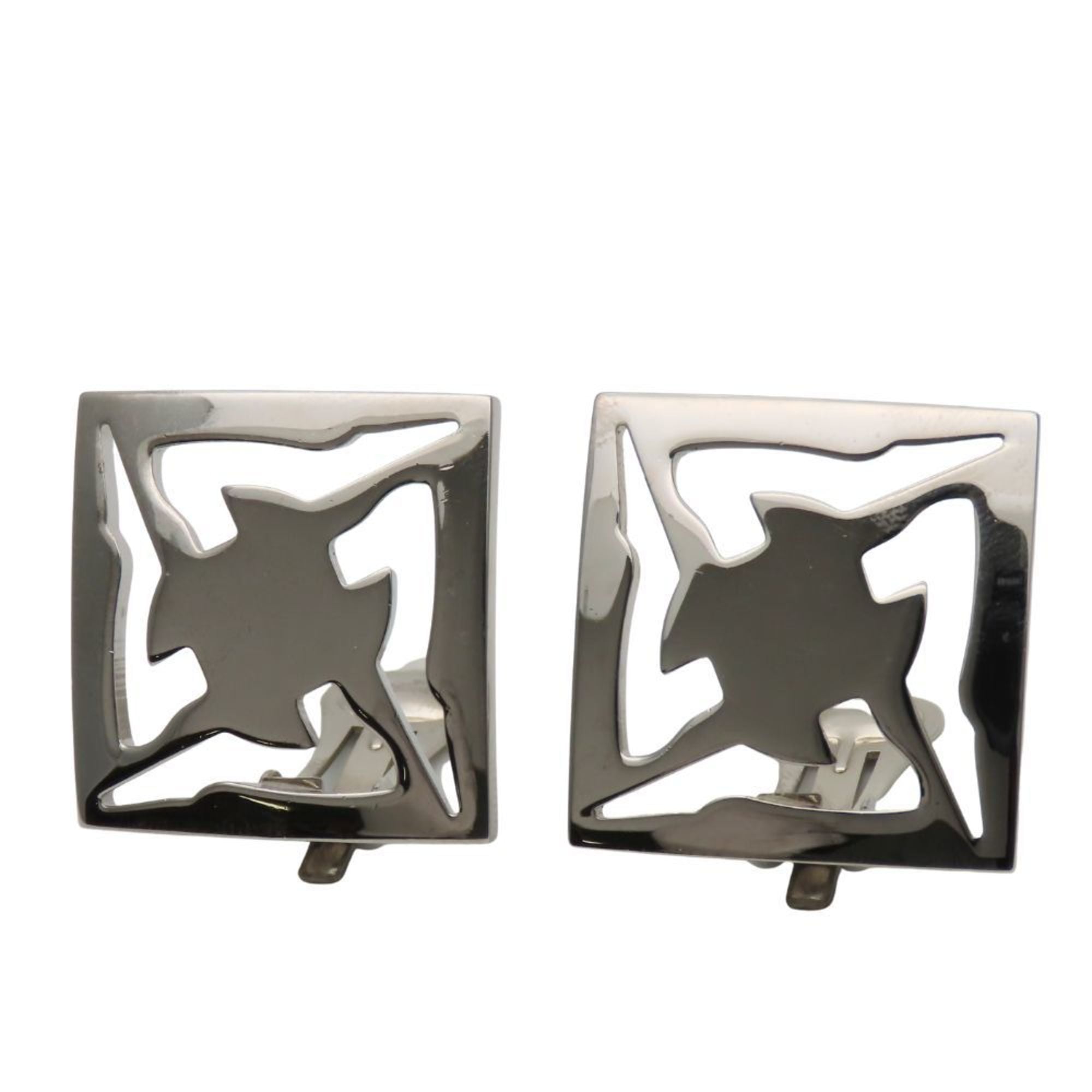 Salvatore Ferragamo earrings, metal silver square plated, for women.