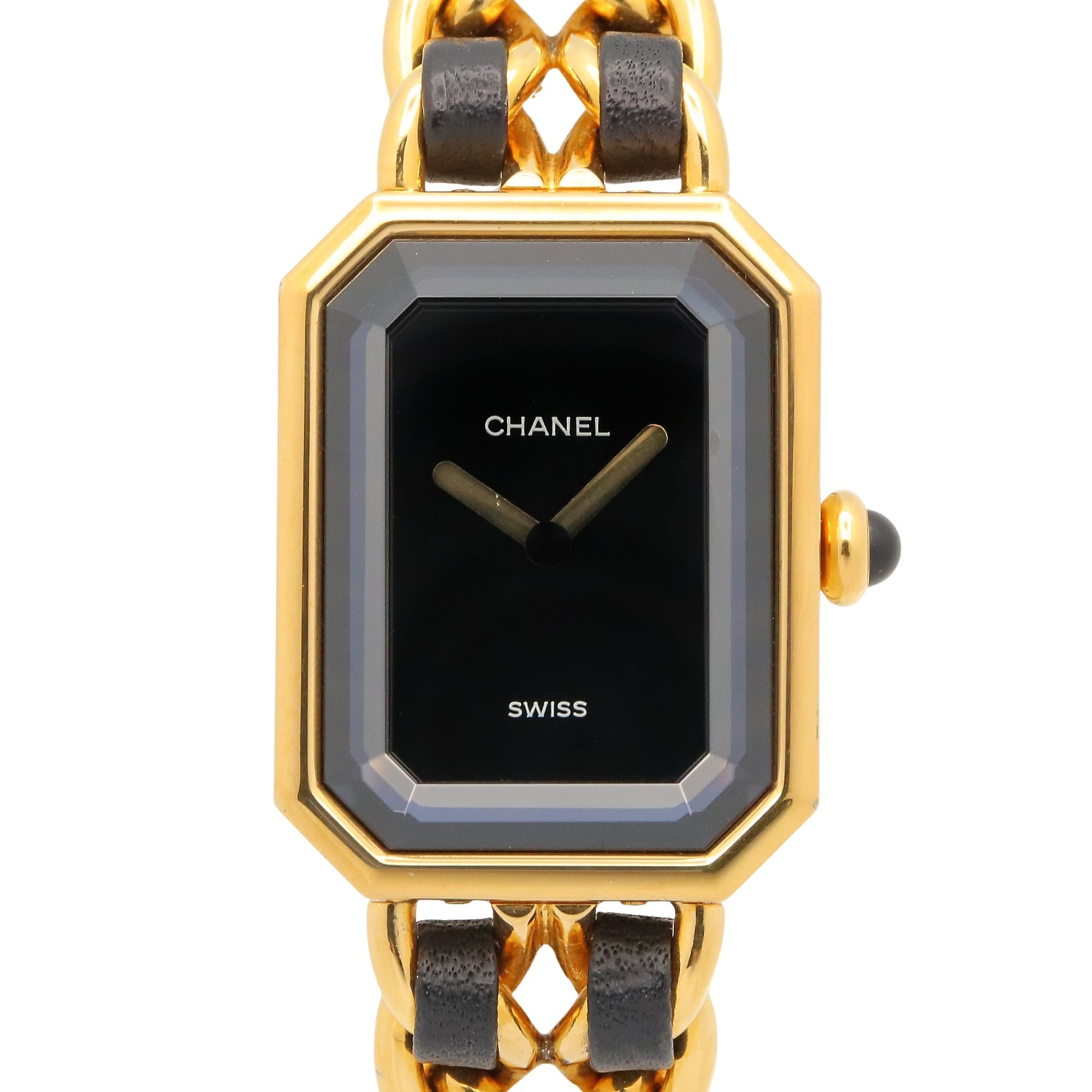 Chanel CHANEL Première M Watch, Gold Plated Leather, Women's, Black, H0001 — Very Good