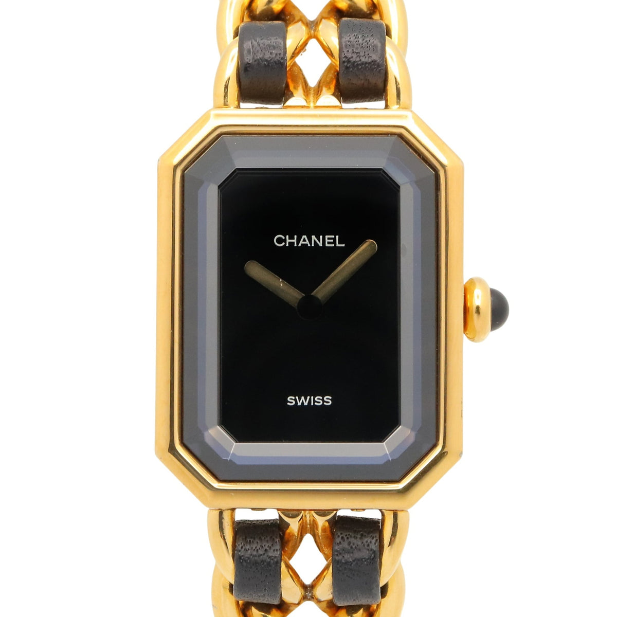 Chanel CHANEL Première M Watch, Gold Plated Leather, Women's, Black, H0001 — Very Good