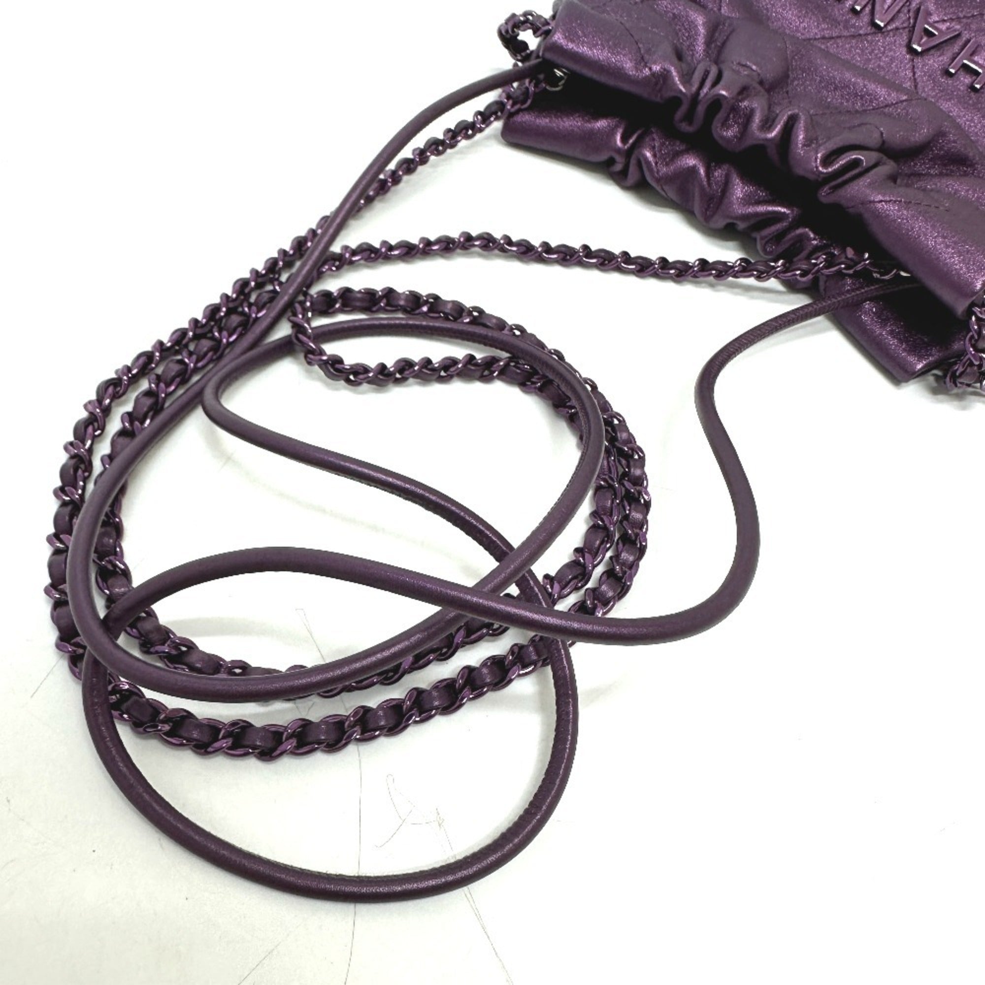 CHANEL AS3980 CHANEL22 Glitter All Purple Shoulder Bag Leather Women's — New - Store Return