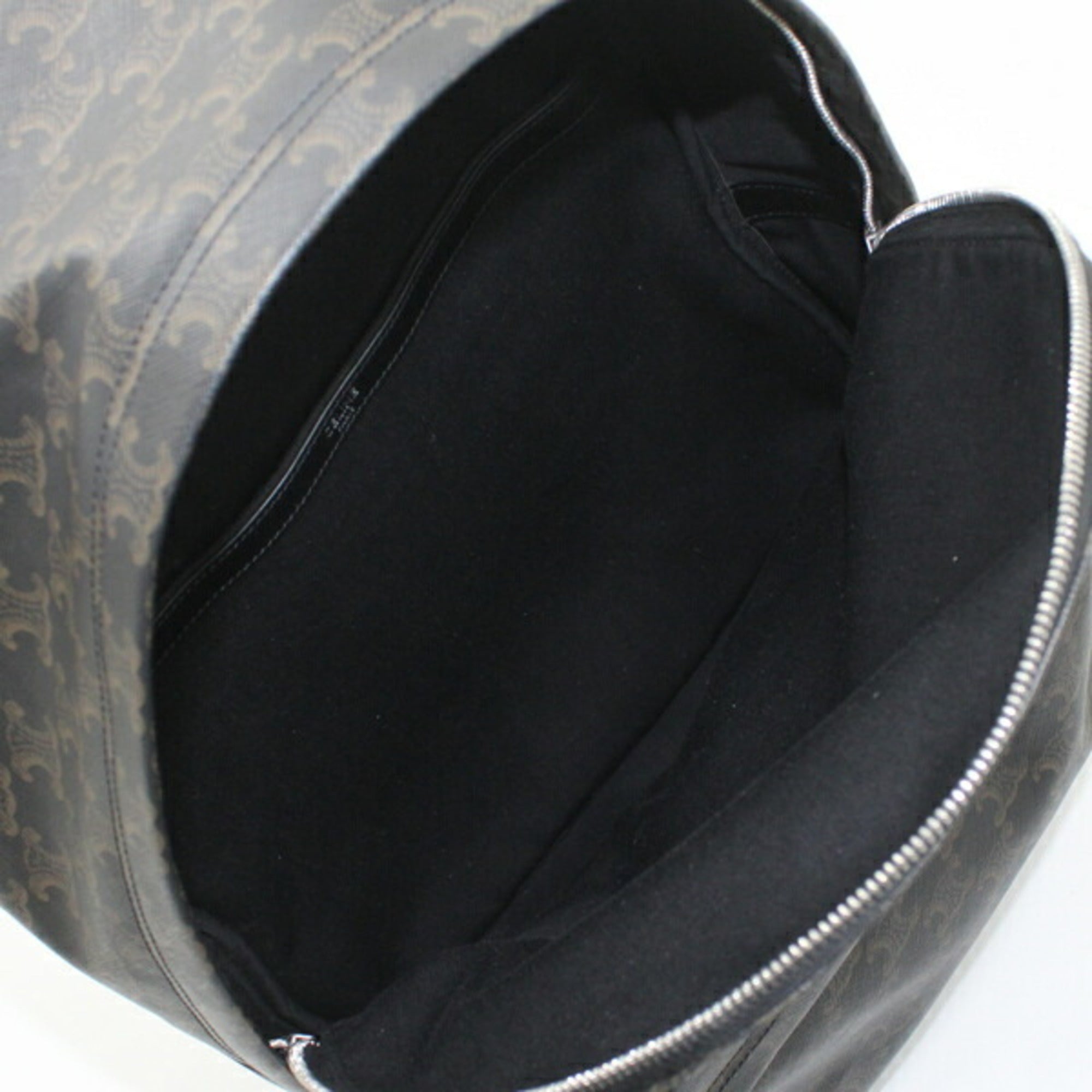 CELINE Backpack Triomphe Canvas Black Brown Rucksack Men's 188382BOV T5686 — Like New