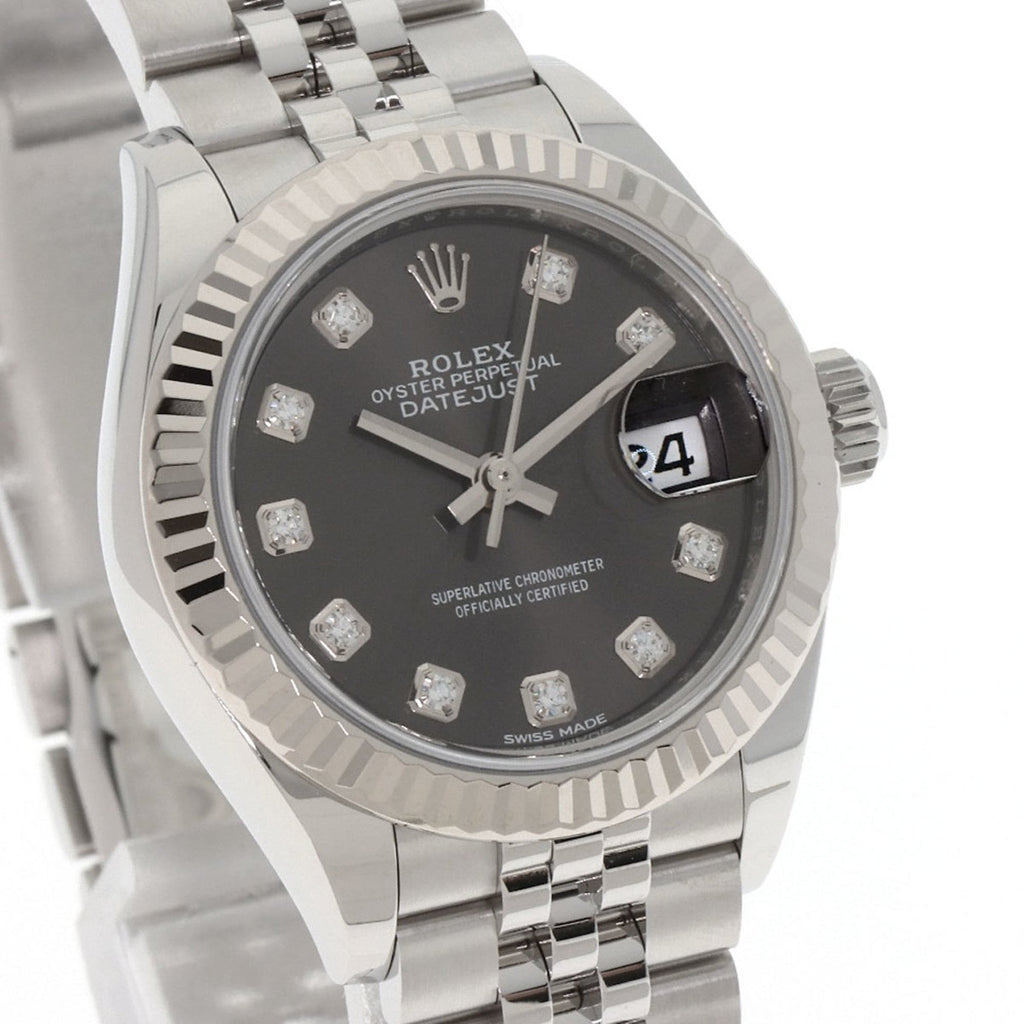 Rolex 279174G Datejust with 10 Diamonds, Dark Gray, Stainless Steel/SS/18K White Gold, Women's Watch
