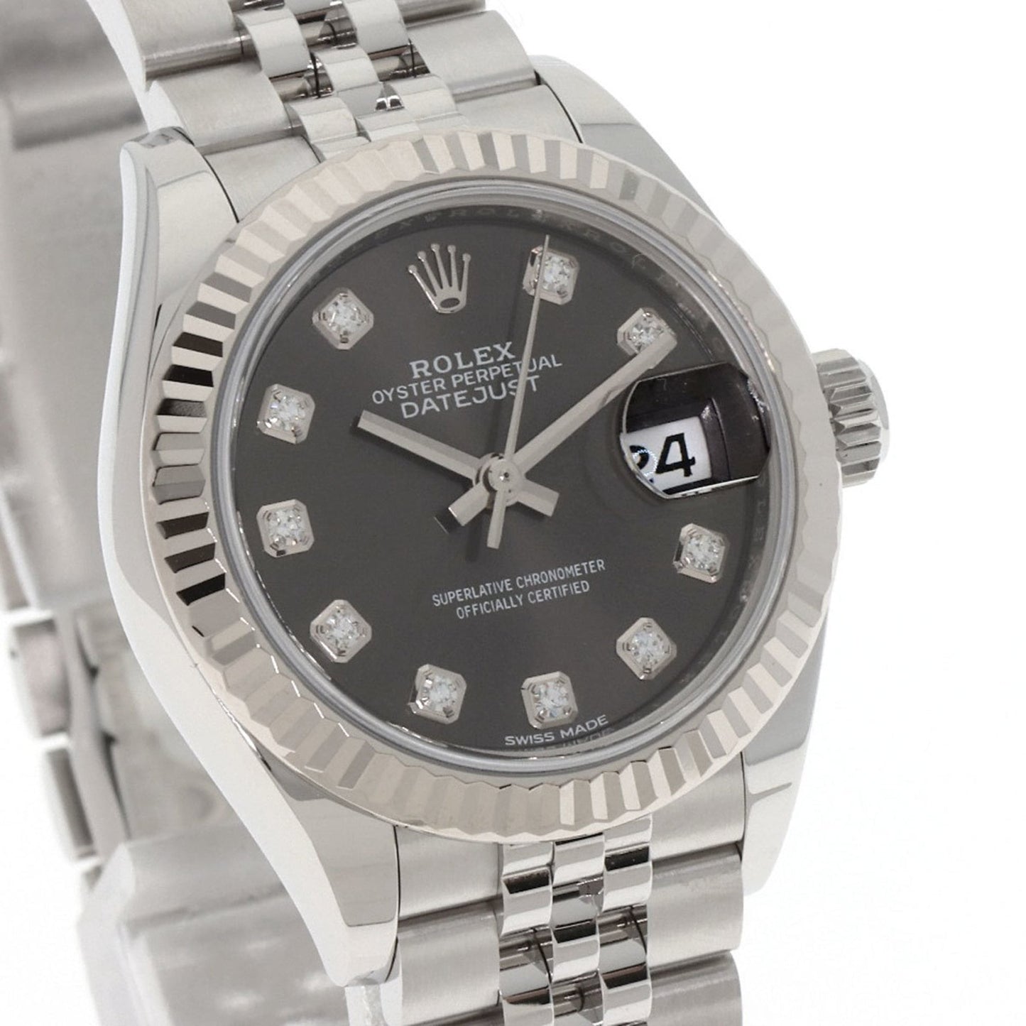 Rolex 279174G Datejust with 10 Diamonds, Dark Gray, Stainless Steel/SS/18K White Gold, Women's Watch