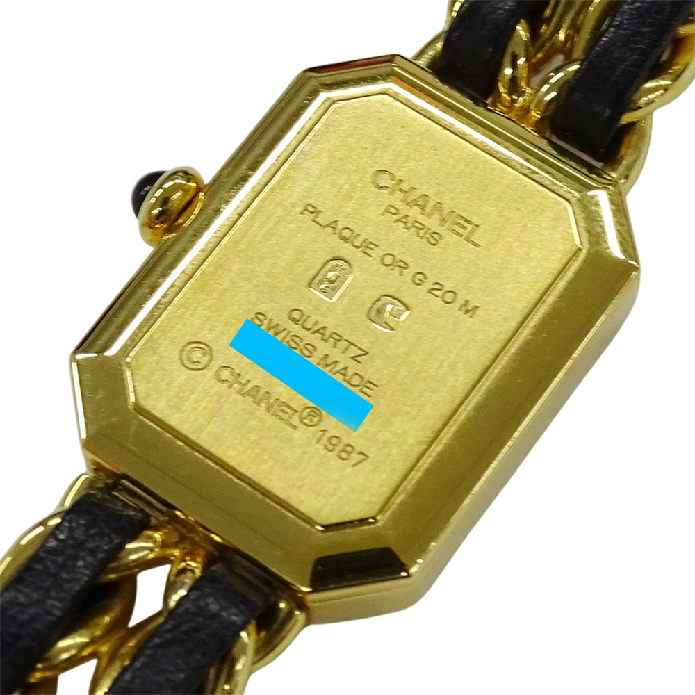 Chanel CHANEL Women's Watch Brand Premiere Quartz QZ GP Leather M Size H0001 Square Gold Black — Good