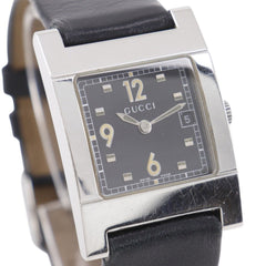 Gucci GUCCI watch 7700L stainless steel x leather quartz analog black dial women's — Good