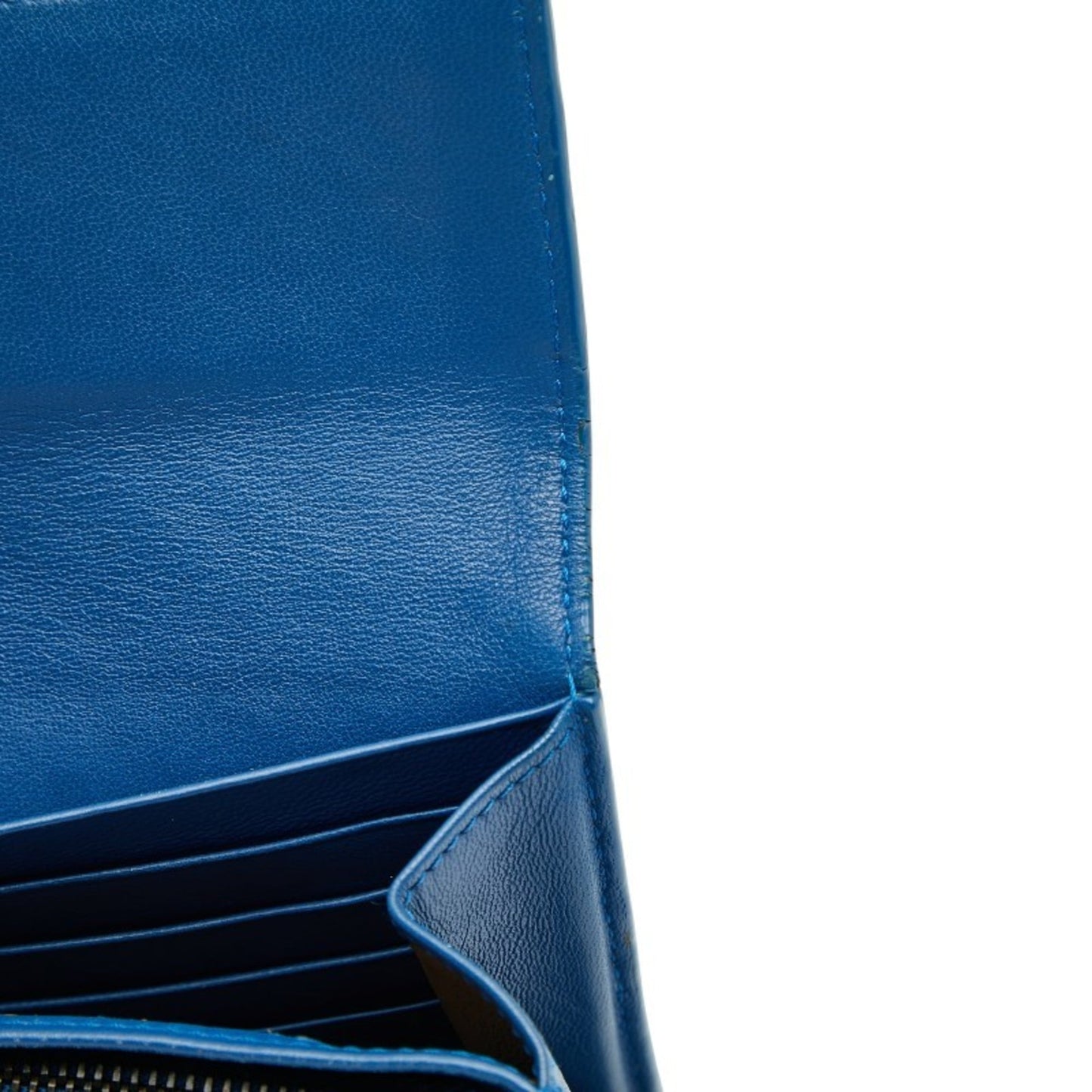 Bottega Veneta Intrecciato Long Wallet Blue Leather Women's BOTTEGAVENETA