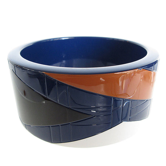 Hermes HERMES Bangle Bracelet Lacquer Wood Navy Blue Multicolor Women's s0492