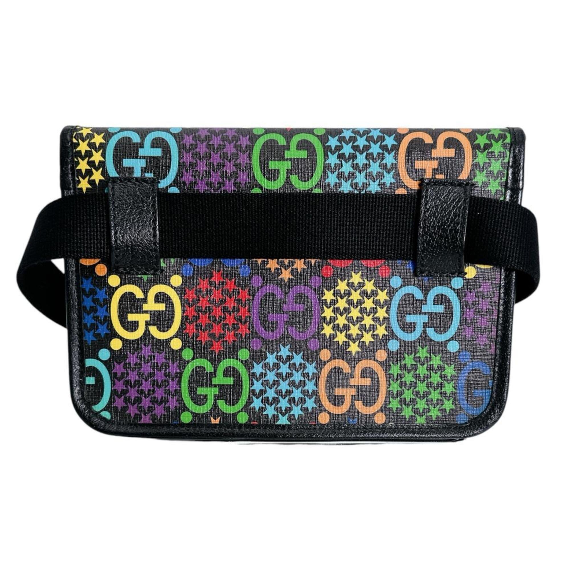 Gucci GUCCI Waist Bag Body GG Psychedelic Leather 598113 Black x Multicolor — Like New