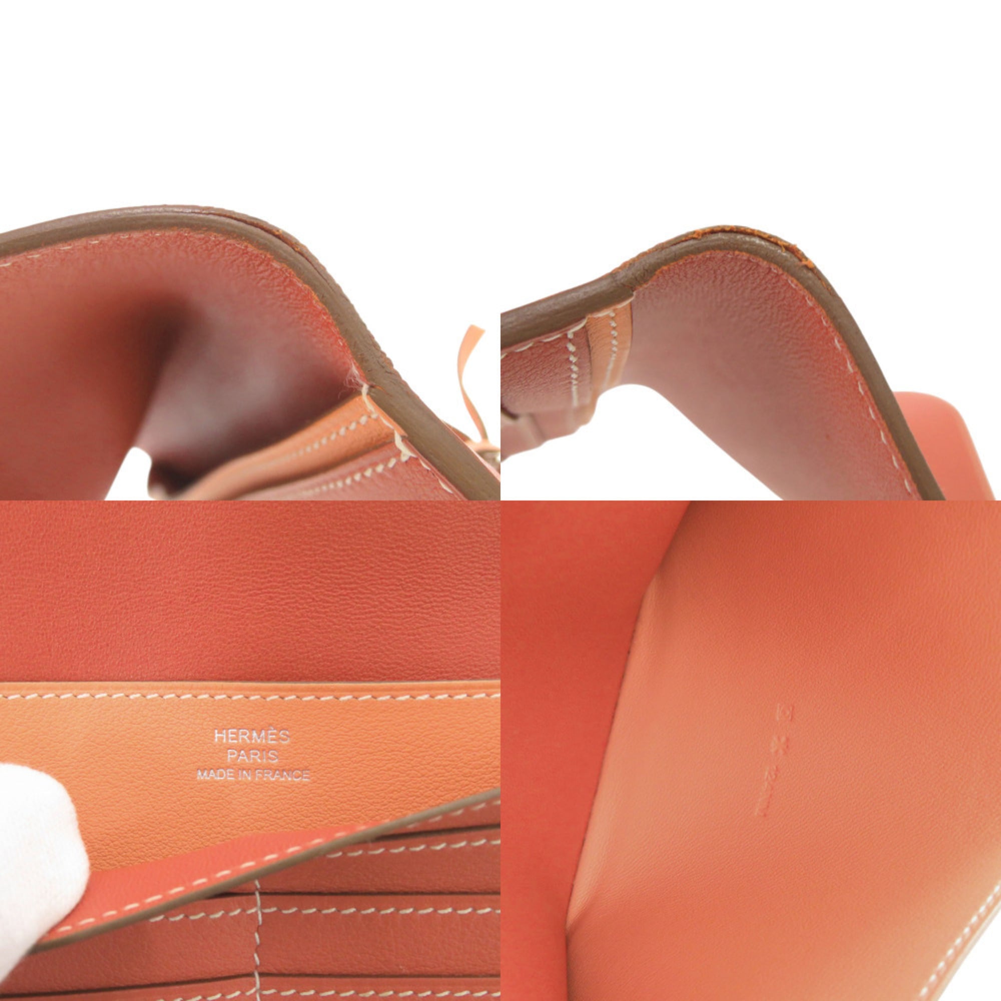 Hermes Excellent condition Hermès Dogon Long Swift Wallet in Sanguine Crevette with silver hardware, Q stamp (2013 model) 1259