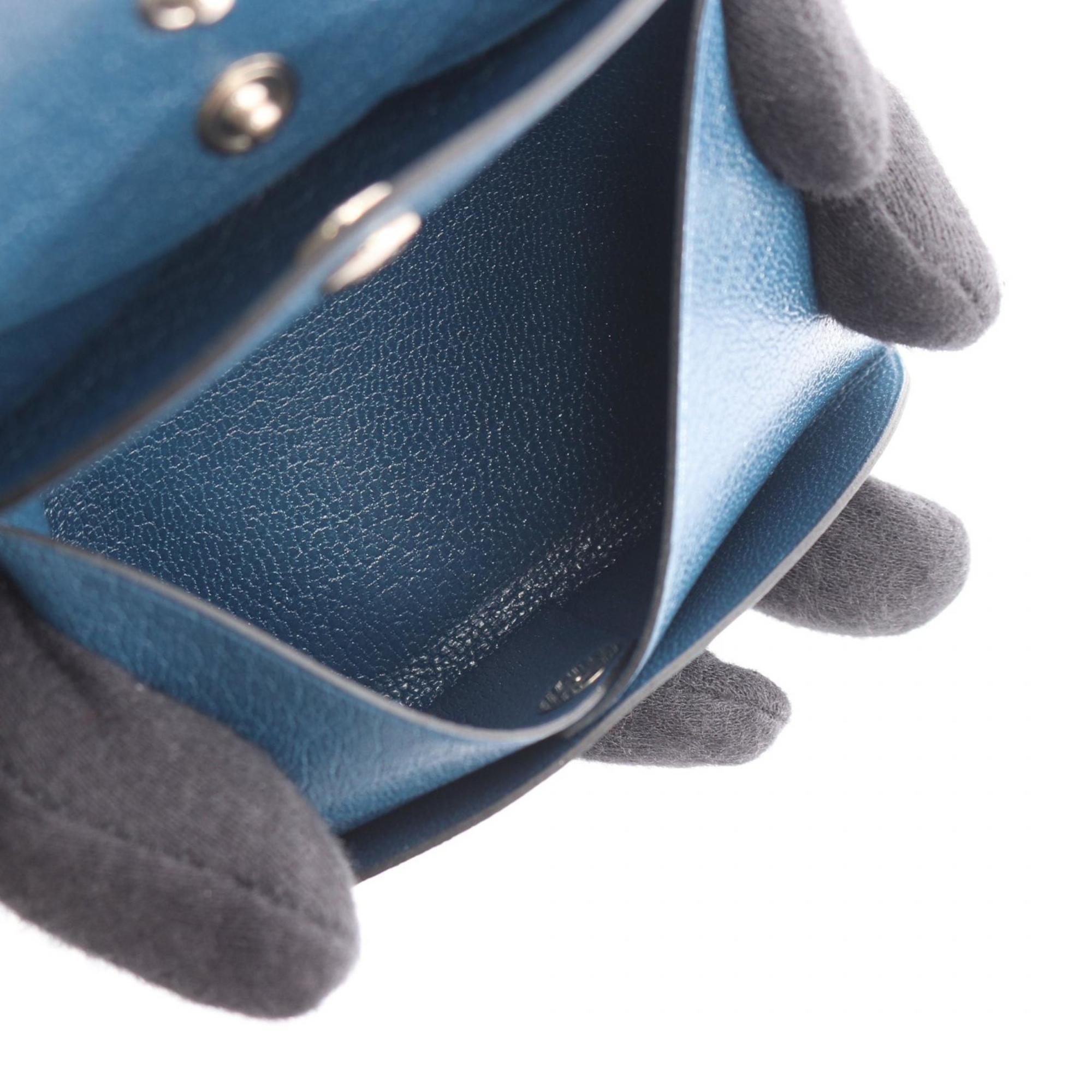 Hermes Hermès Calvi Duo wallet with coin purse, leather, Chevre Shamquila, women's, navy