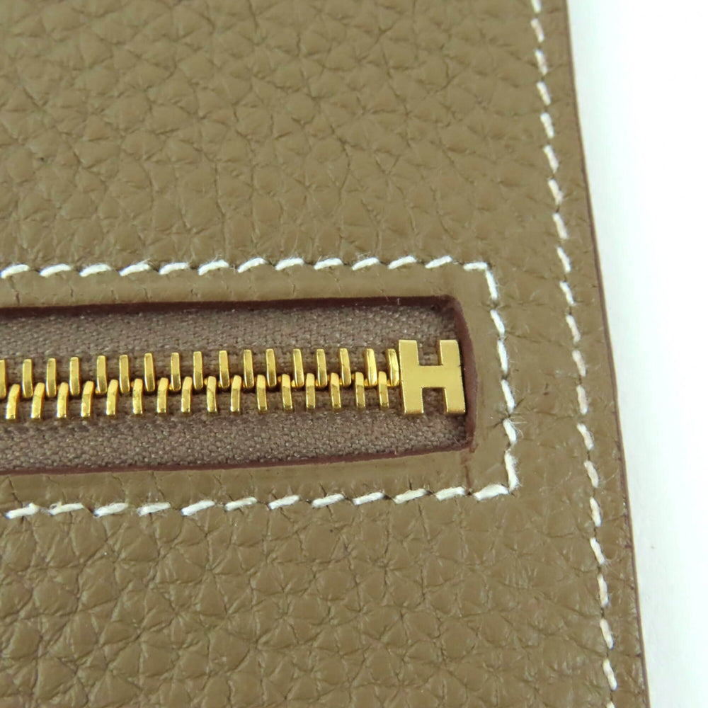HERMES Etoupe Togo Leather Bag with Gold Hardware, Zippered, Pocket, U Stamp, Comes Box and Dust Bag, Made in France, Women's — New - Store Return