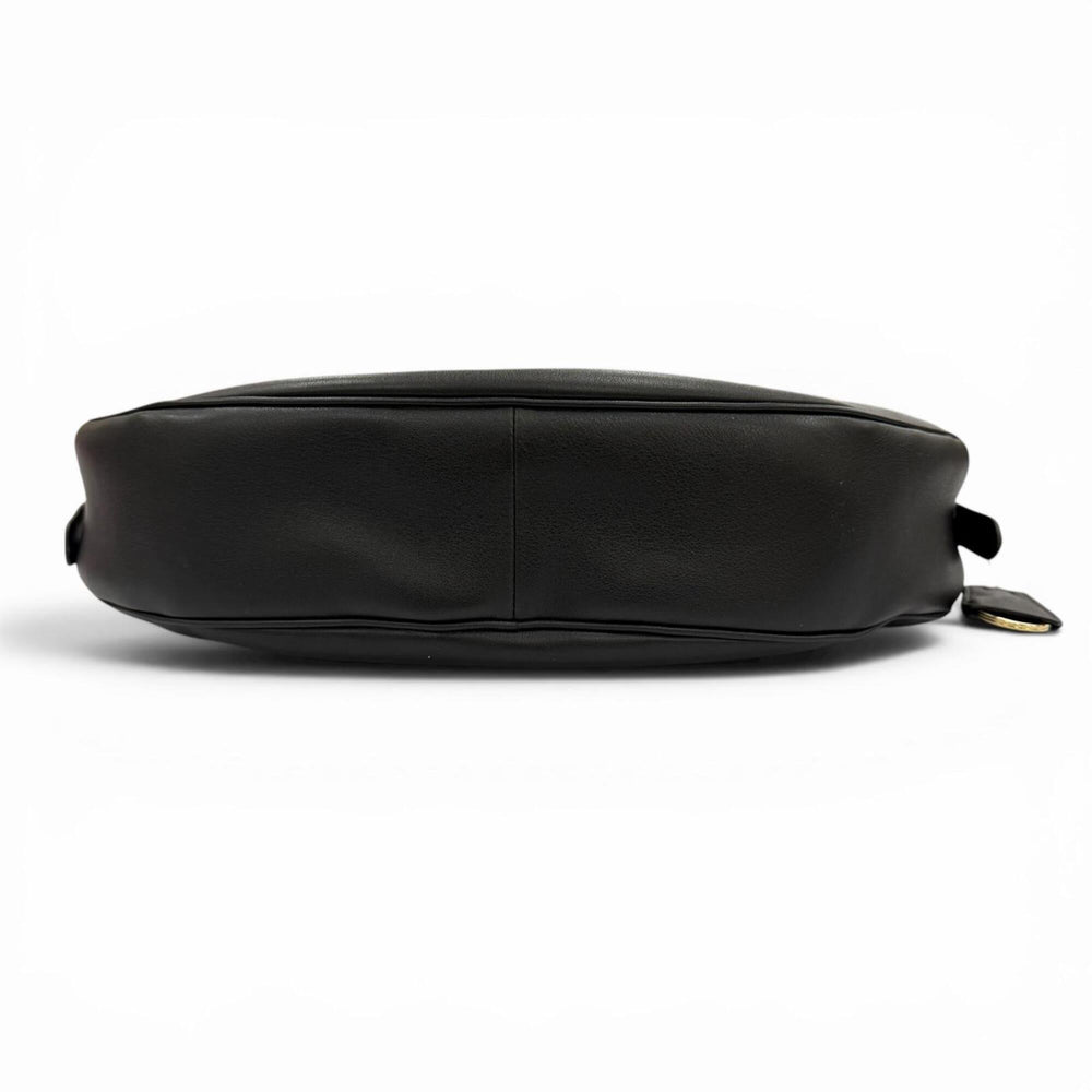 PRADA 1BC255 Demi-Lune Triangle Logo Leather Shoulder Bag, Black, Made in Italy, Women's, with Dust Bag — Like New