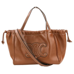 CELINE Small Cabas Drawstring Cuire Triomphe 2-way Handbag/Shoulder Bag, Brown, Women's — Like New