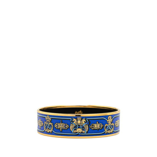 Hermes GM Emaille Bangle Blue Gold Plated Women's HERMES