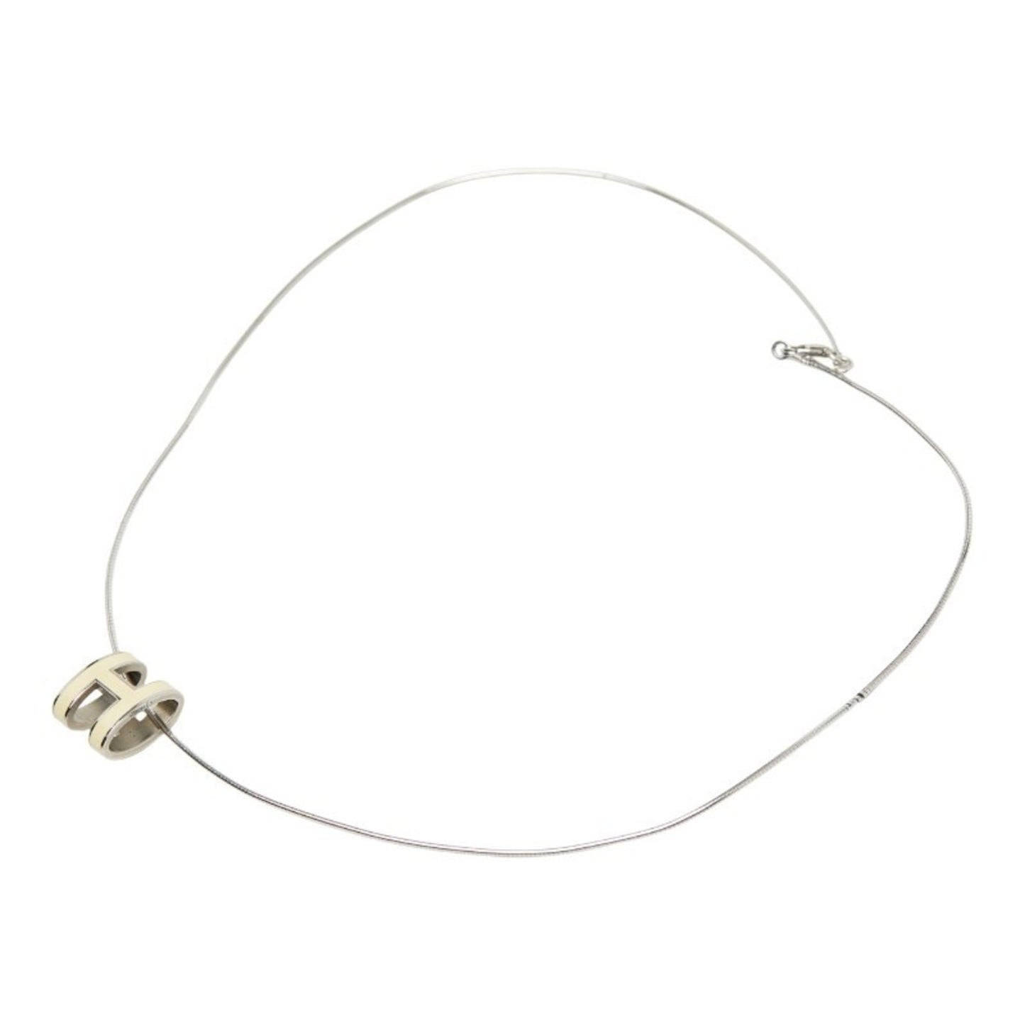 Hermes Hermès Pop Ash H Necklace, Silver Beige, SV925, Women's