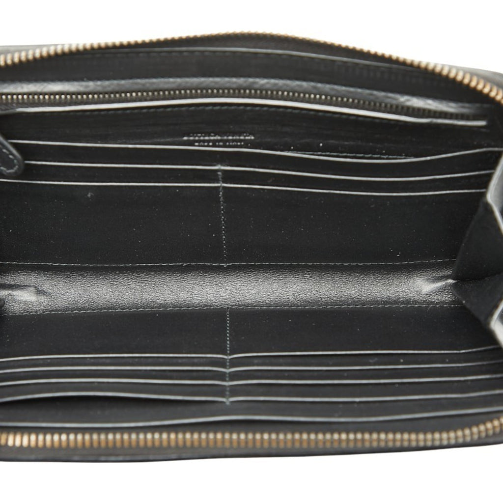 Bottega Veneta Intrecciato Round Zip Long Wallet in Black Leather for Women