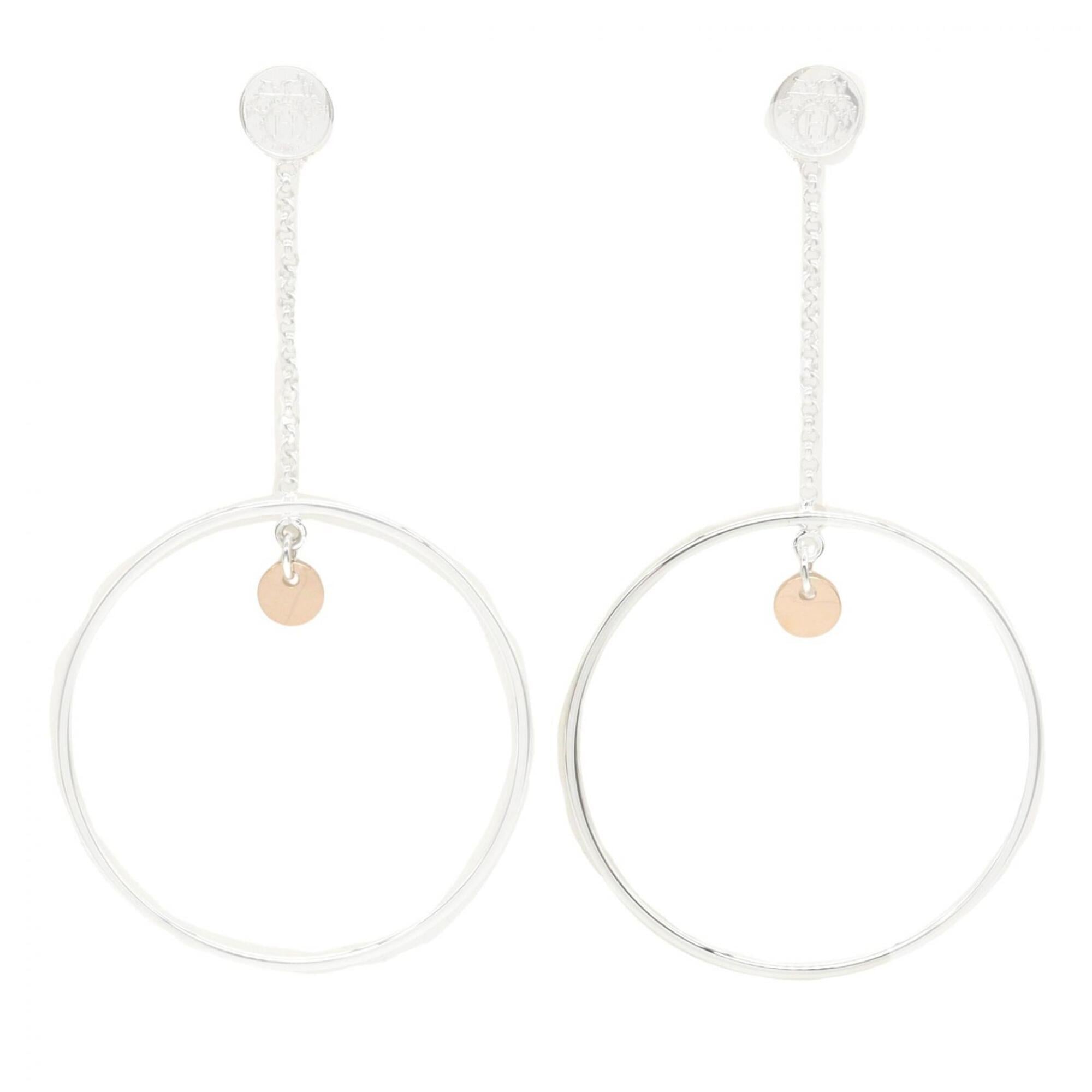 Hermes Escribs Hoop Earrings, Sterling Silver 925, 18K Pink Gold (PG), Women's, Tone, Tone — Like New