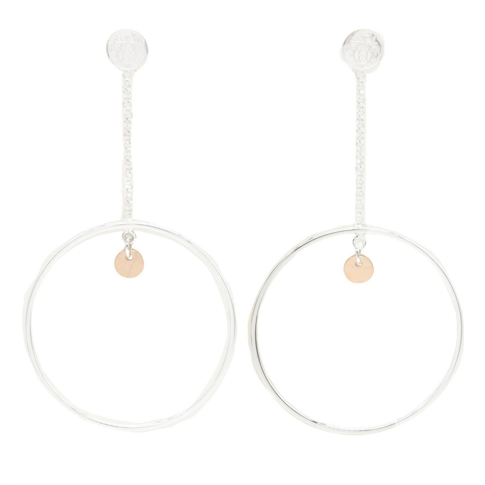 Hermes Escribs Hoop Earrings, Sterling Silver 925, 18K Pink Gold (PG), Women's, Tone, Tone — Like New