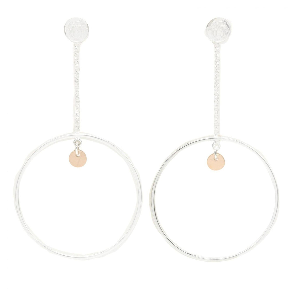 Hermes Escribs Hoop Earrings, Sterling Silver 925, 18K Pink Gold (PG), Women's, Tone, Tone — Like New