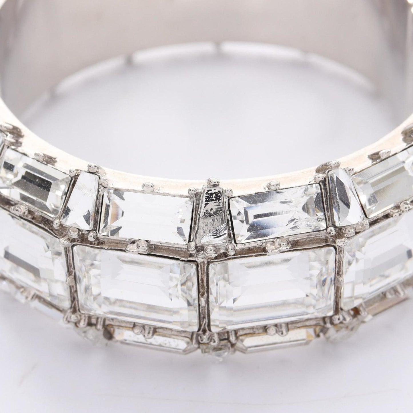 Gucci Crystal Bangle with Beads, Stainless Steel, Clear and Silver