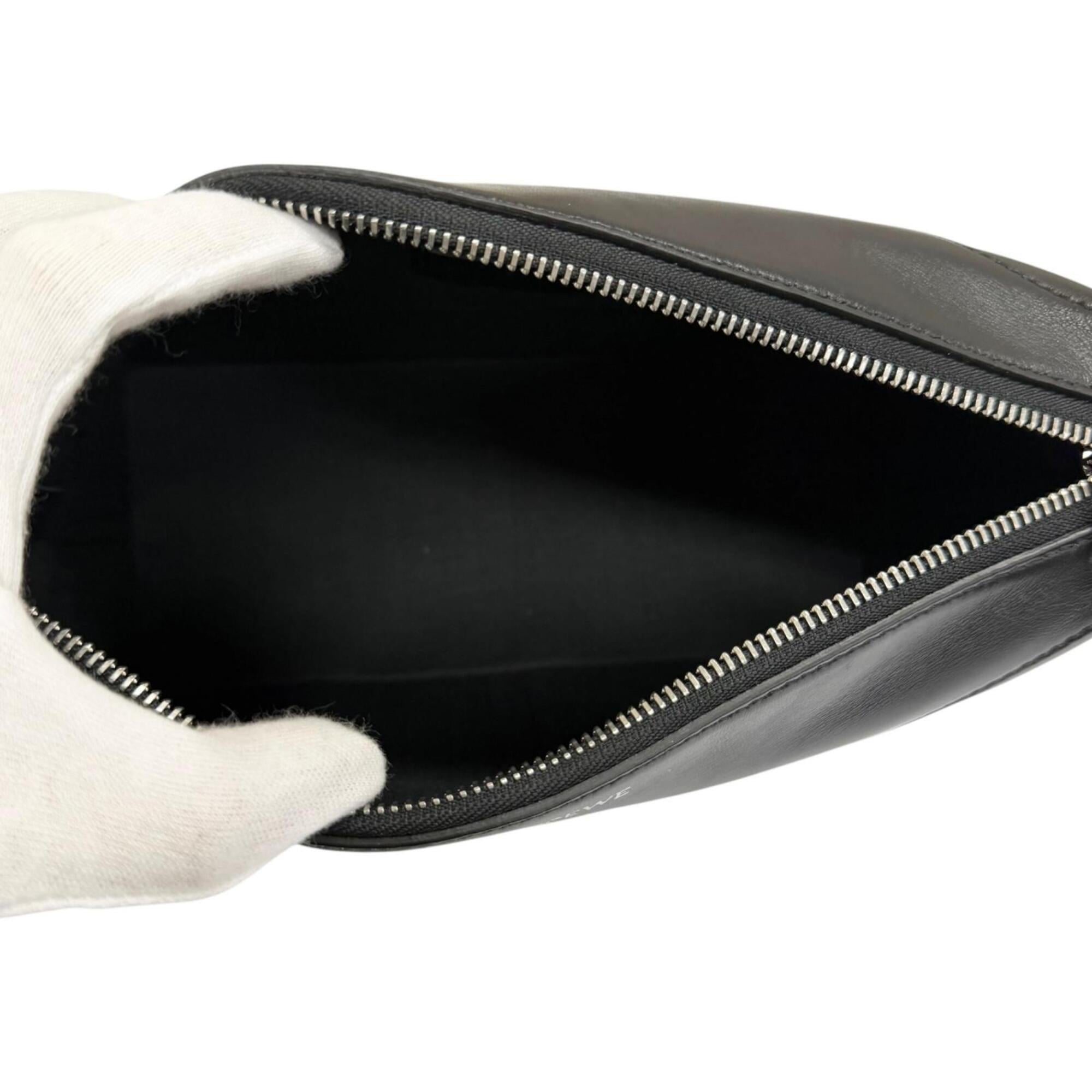 LOEWE C510WBPX01 PUZZLE FOLD Shiny Napa Calf Wash Bag Clutch Black Men's — Like New