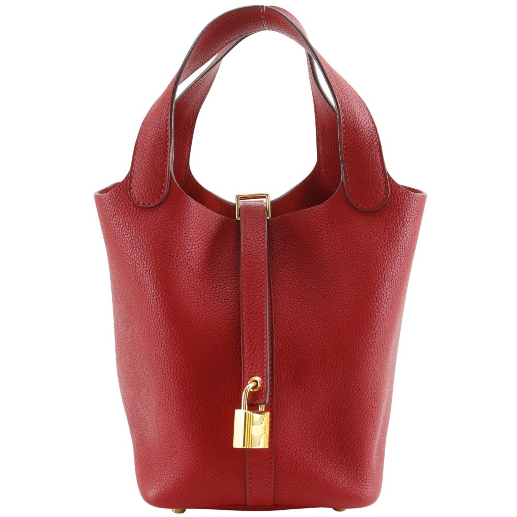 Hermes HERMES Picotin Lock 18 PM Handbag x Taurillon Maurice 2018 Red / C Belt Clasp Loc18K Women's — Like New