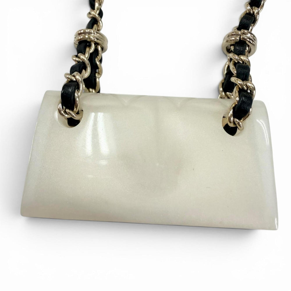 CHANEL B23C Matelassé bag motif Coco Mark chain necklace, ivory, made in Italy, 2023 model, women's — Like New