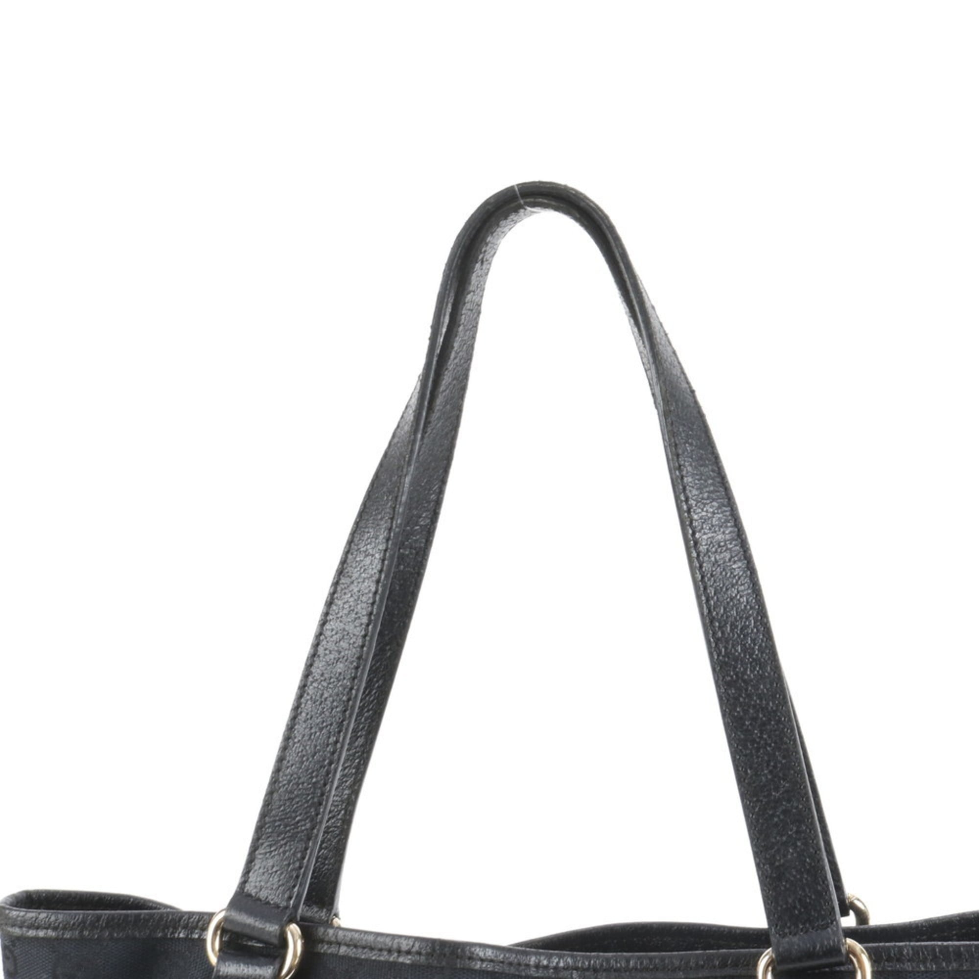 Gucci GG Canvas 153009 Leather Tote Bag Shoulder Handbag Black Women's