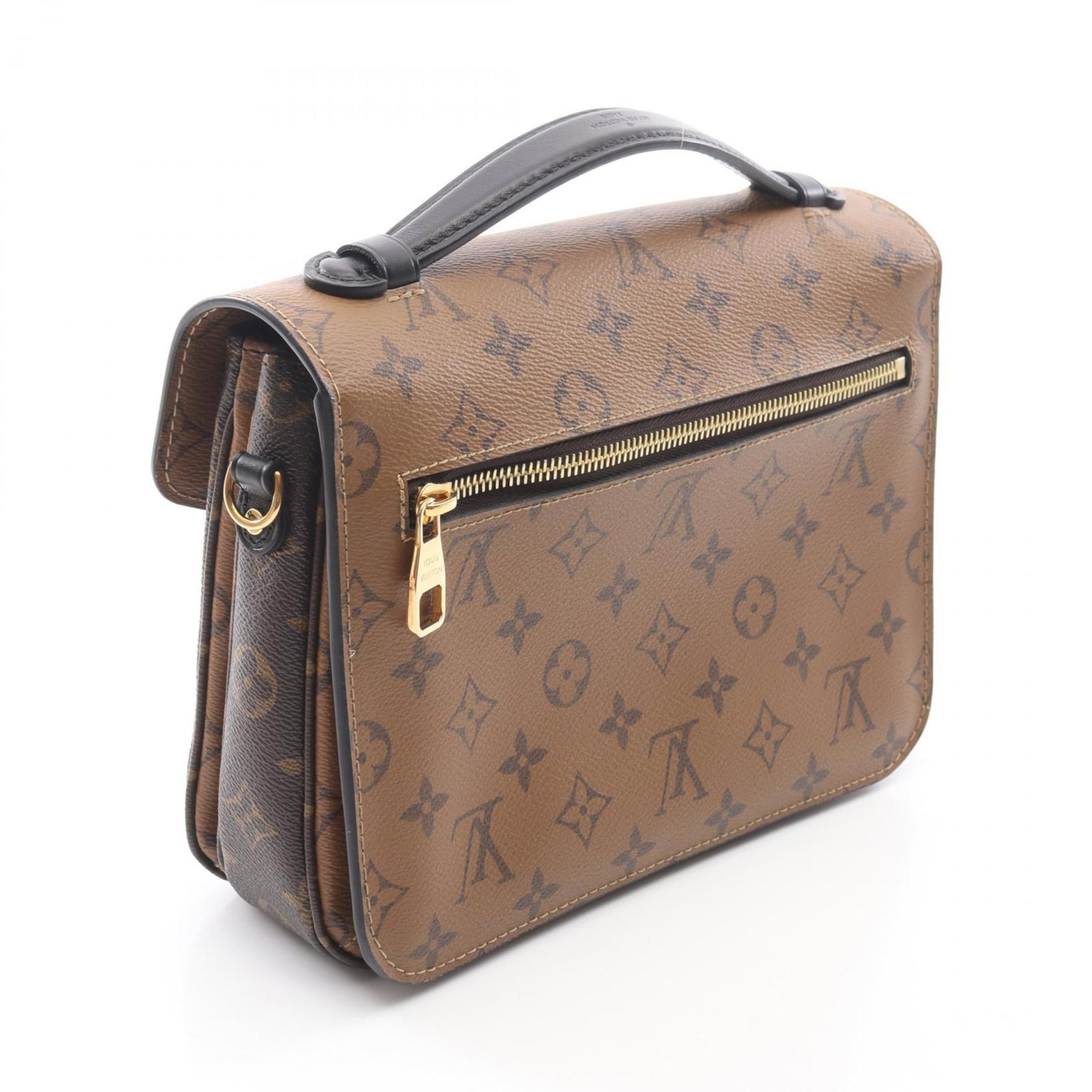 Louis Vuitton Metis MM Pochette Handbag, Coated Canvas and Leather, Monogram Reverse, Women's, Brown Black, M44876