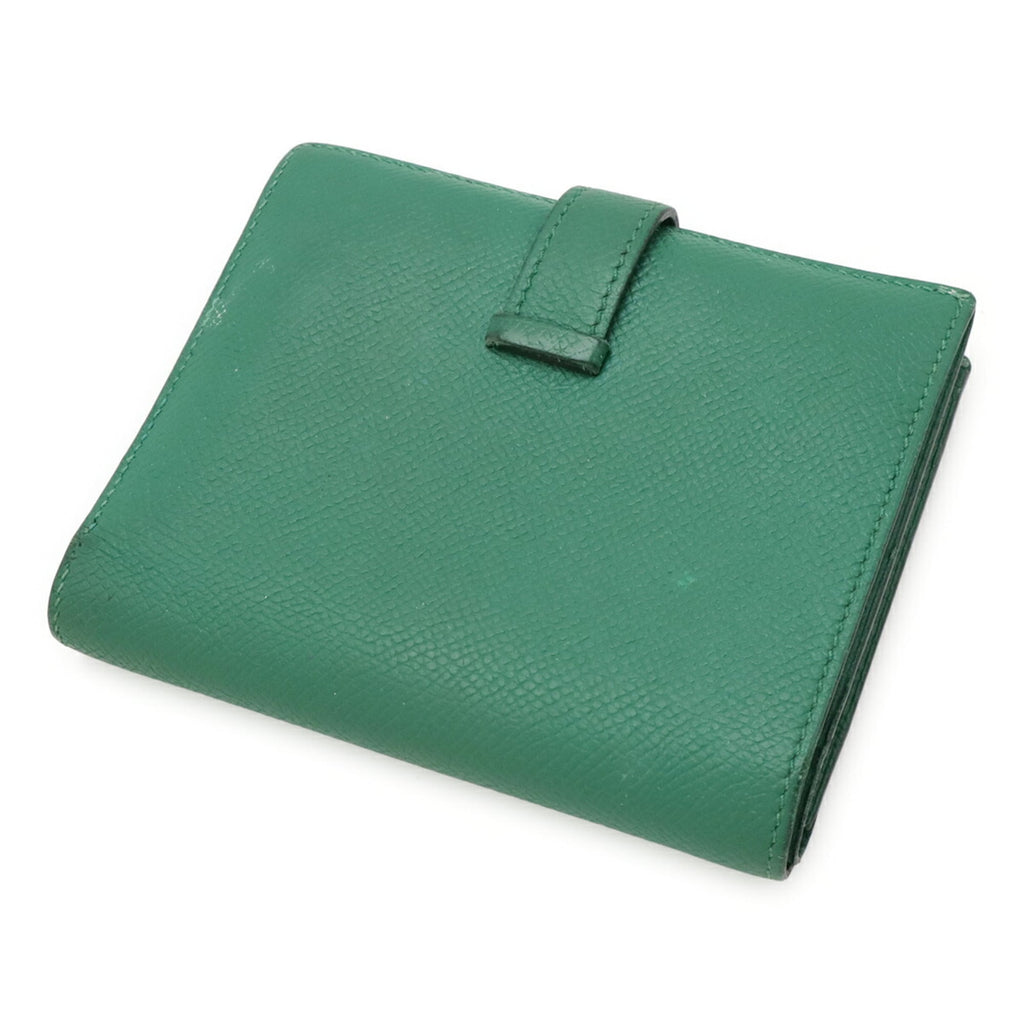 HERMES Bearn Compact Bi-fold Wallet, Epsom Leather, Bamboo, Green, C Stamp