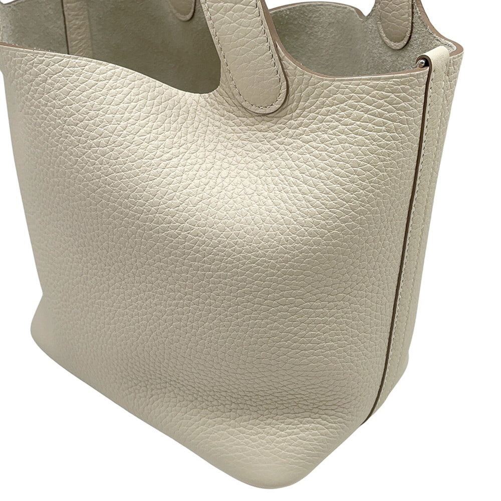 Hermes Picotin Lock PM Handbag, Craie Taurillon Clemence Leather, K Stamp, HERMES Tote Bag, Lock, Women's — Like New