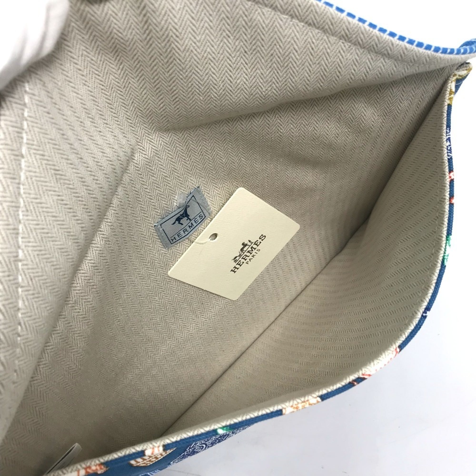 HERMES Hermes Flat Western Company GM Case Pouch Cotton Women's Blue E-230927-3 — New - Store Return