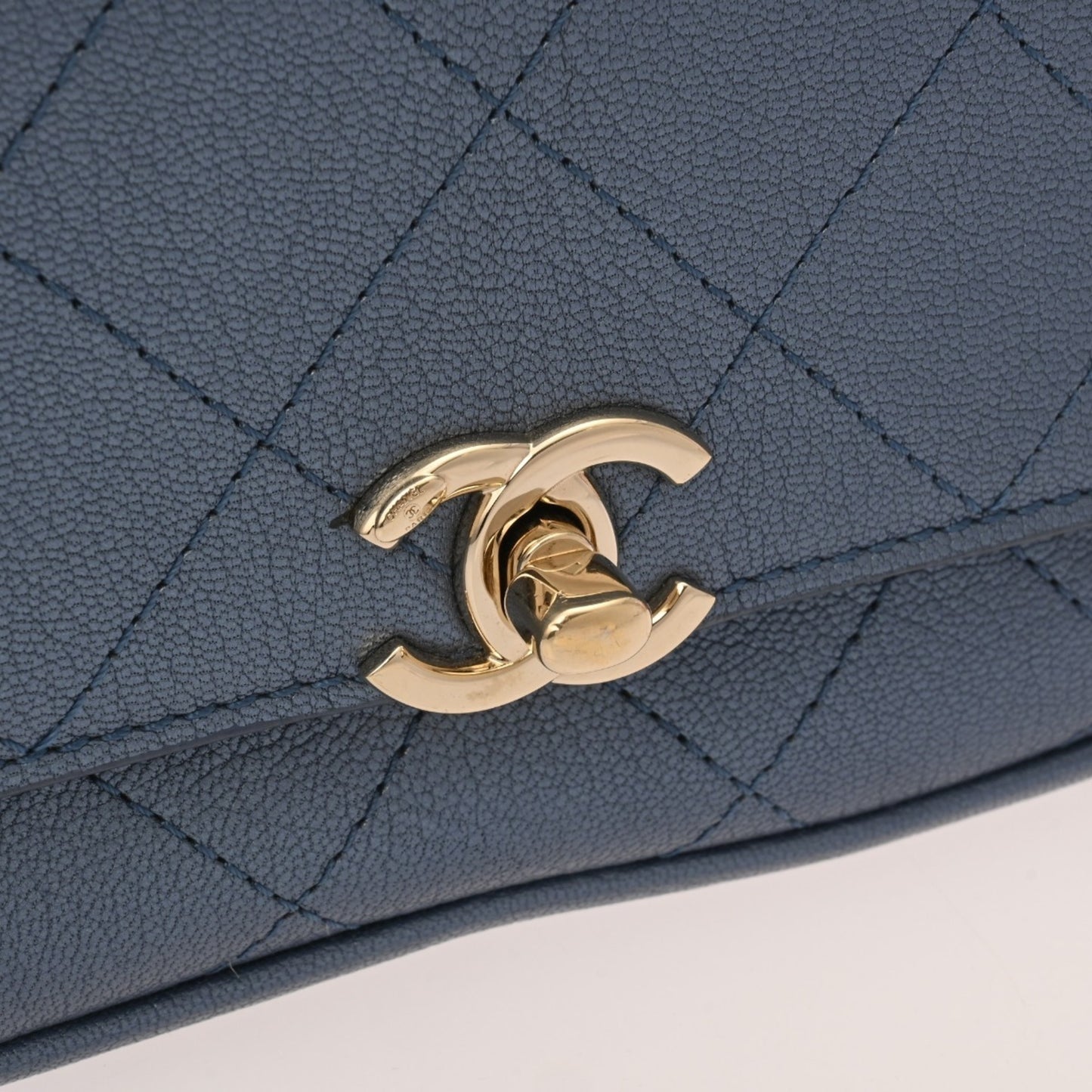 CHANEL Affinity Metallic Blue Women's Calfskin Waist Bag, A-Rank, Pre-Owned, Ginzo